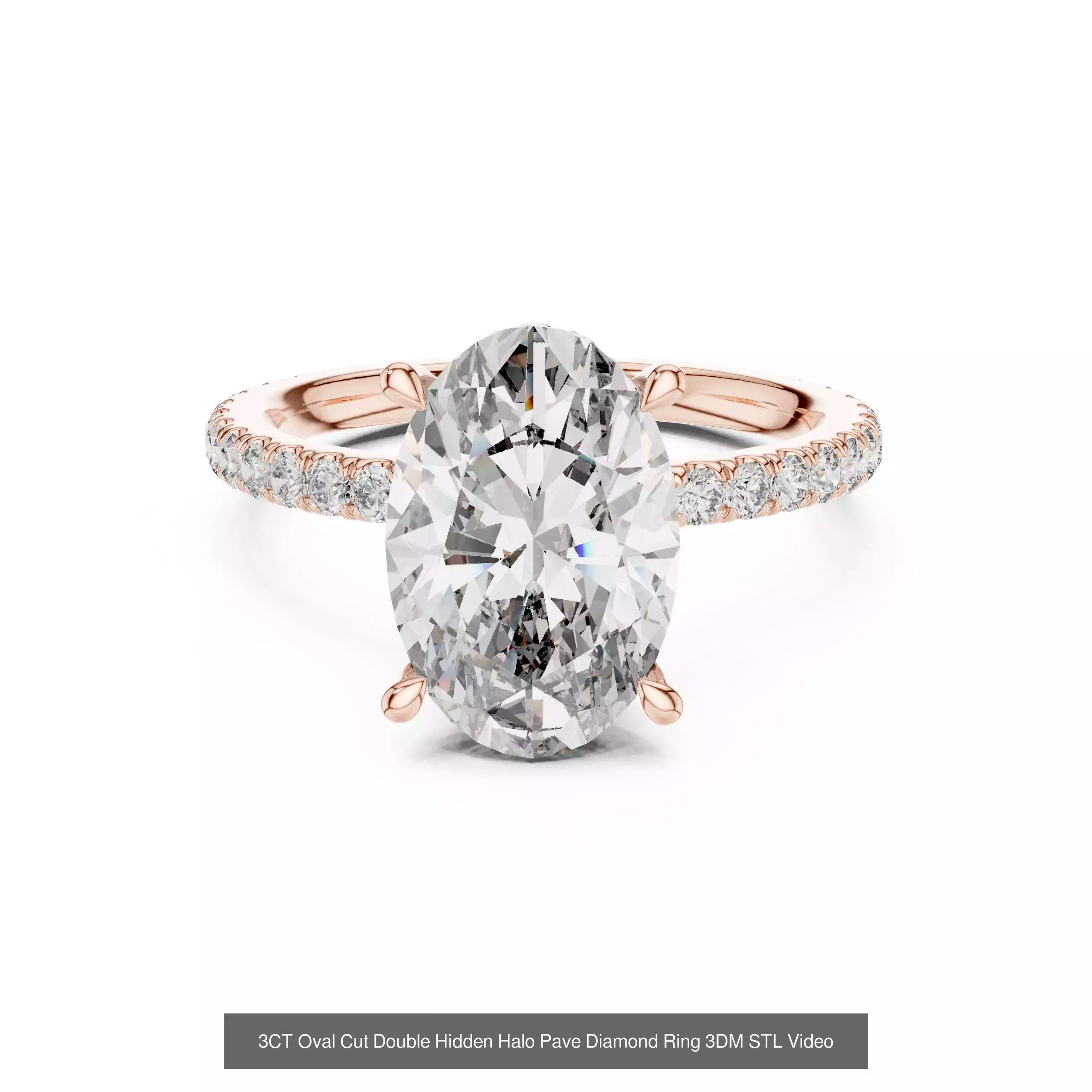 211 Oval Cut Diamond Rings 3DM STL OBJ FBX 3 Color Render Video 3D Model Collection_127