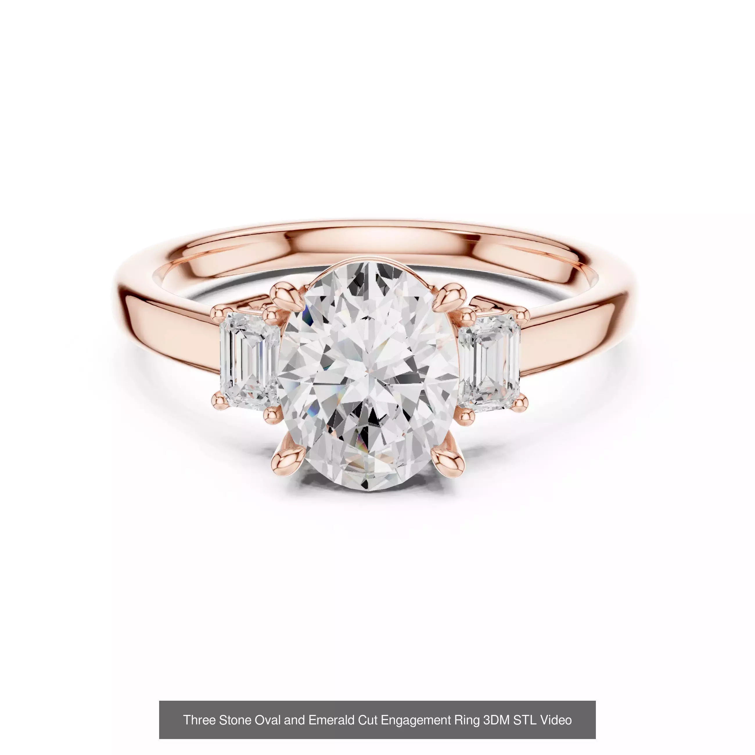 211 Oval Cut Diamond Rings 3DM STL OBJ FBX 3 Color Render Video 3D Model Collection_156