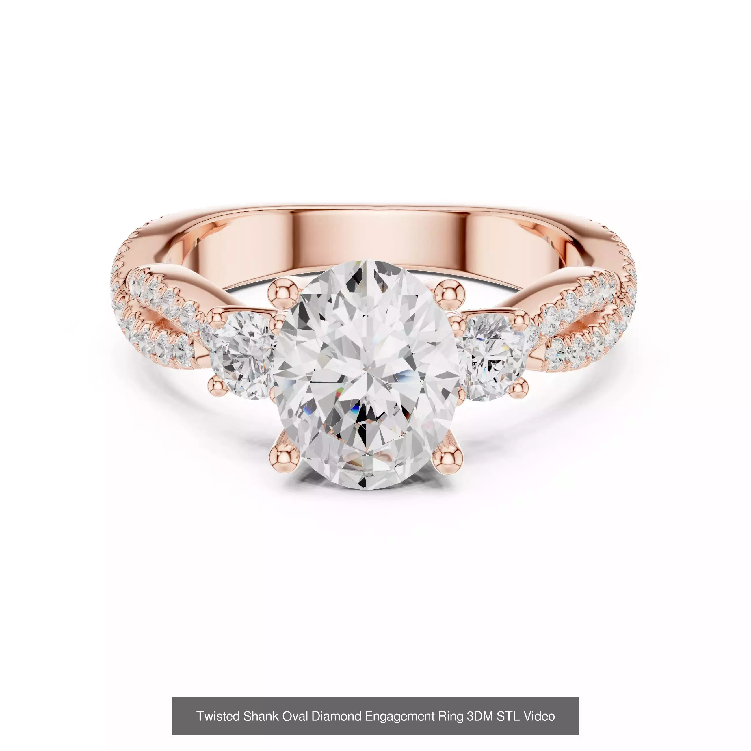 211 Oval Cut Diamond Rings 3DM STL OBJ FBX 3 Color Render Video 3D Model Collection_189