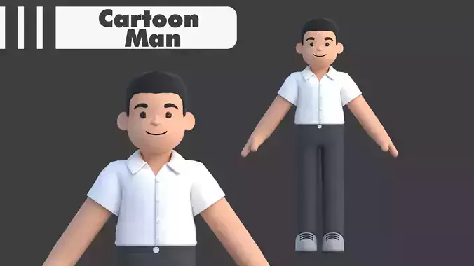 Cartoon Man Low-poly 3D model