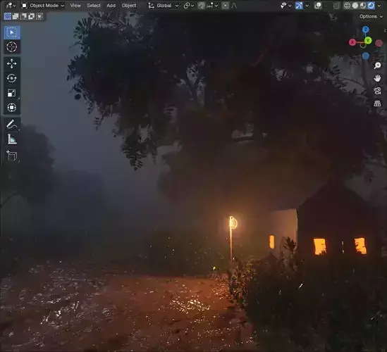 Cinematic Blender forest Environment Fog Lighting  Vegetation 3D model