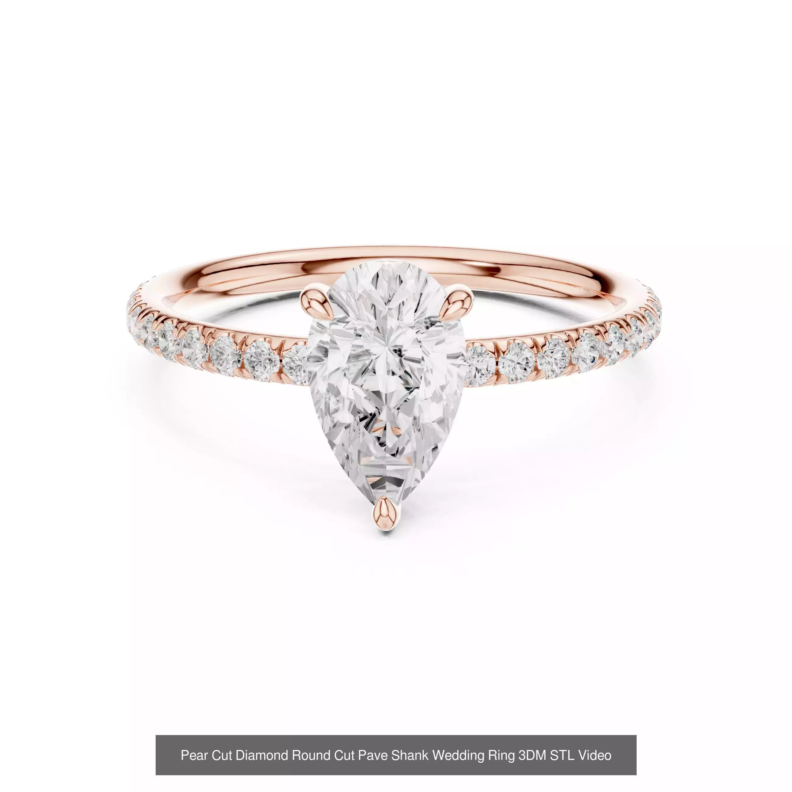 183 Pear Cut Diamond Ring 3DM STL OBJ FBX 3 Color Render Video 3D Model Collection_200