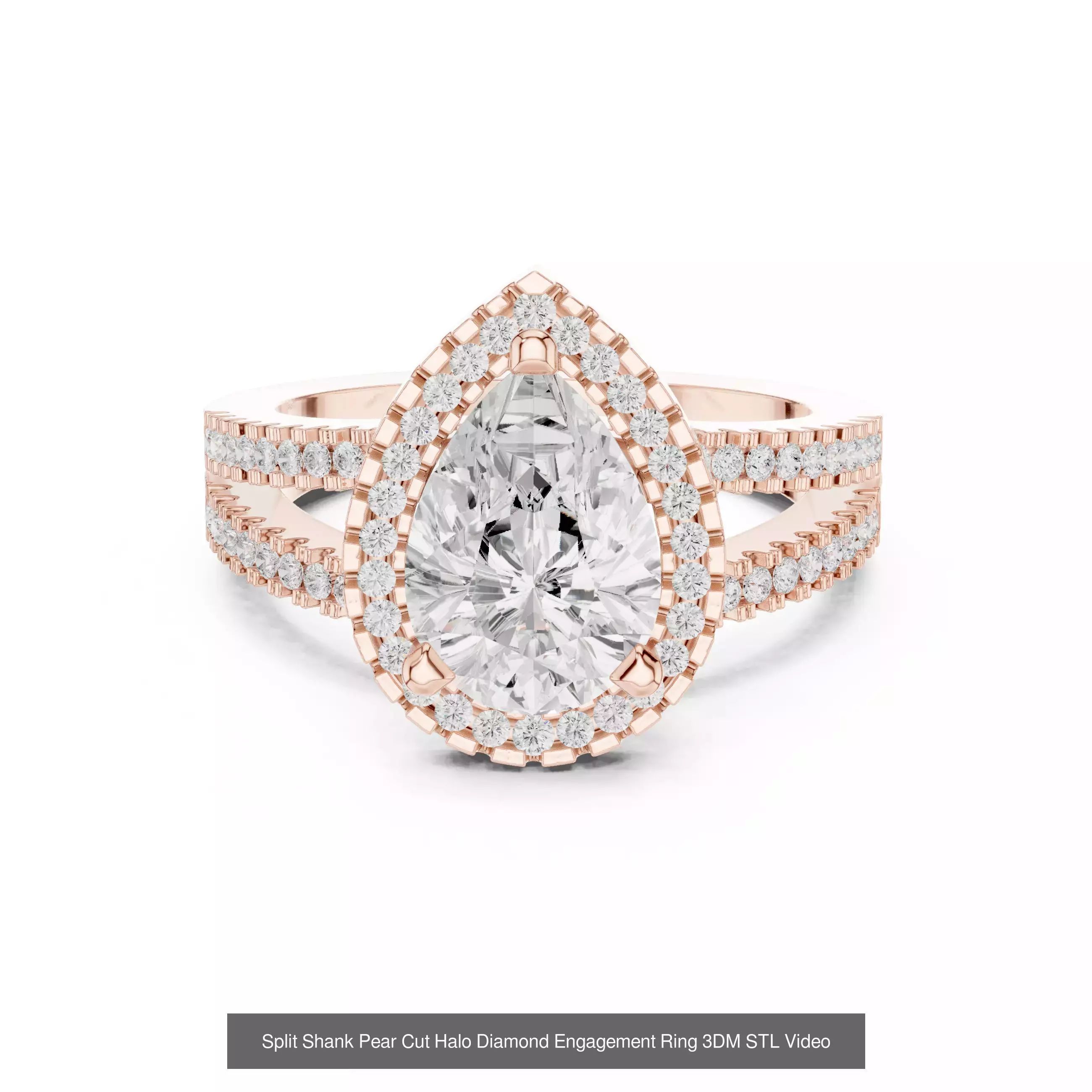 183 Pear Cut Diamond Ring 3DM STL OBJ FBX 3 Color Render Video 3D Model Collection_108