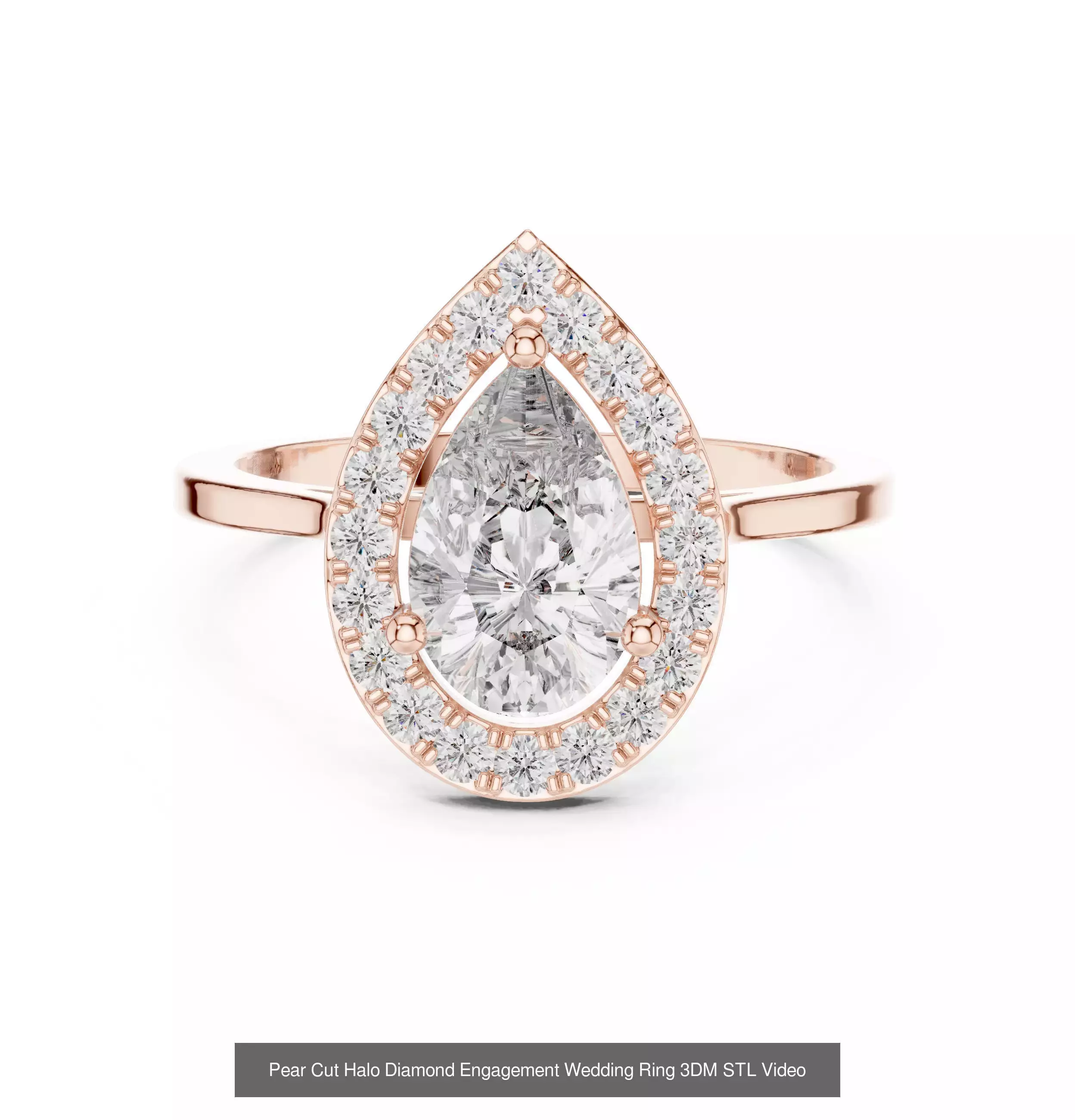 183 Pear Cut Diamond Ring 3DM STL OBJ FBX 3 Color Render Video 3D Model Collection_75