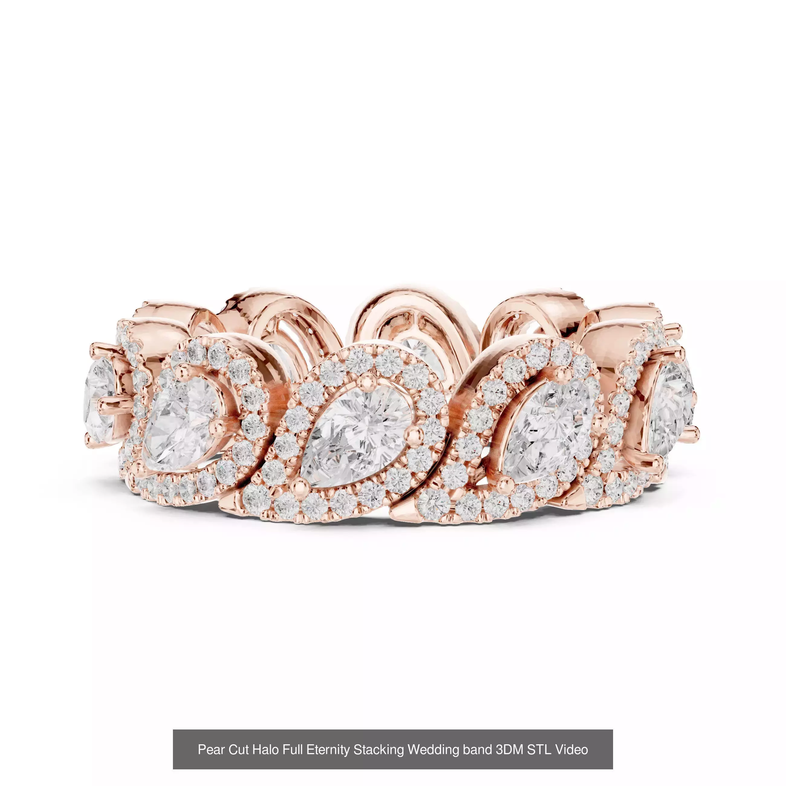 183 Pear Cut Diamond Ring 3DM STL OBJ FBX 3 Color Render Video 3D Model Collection_103