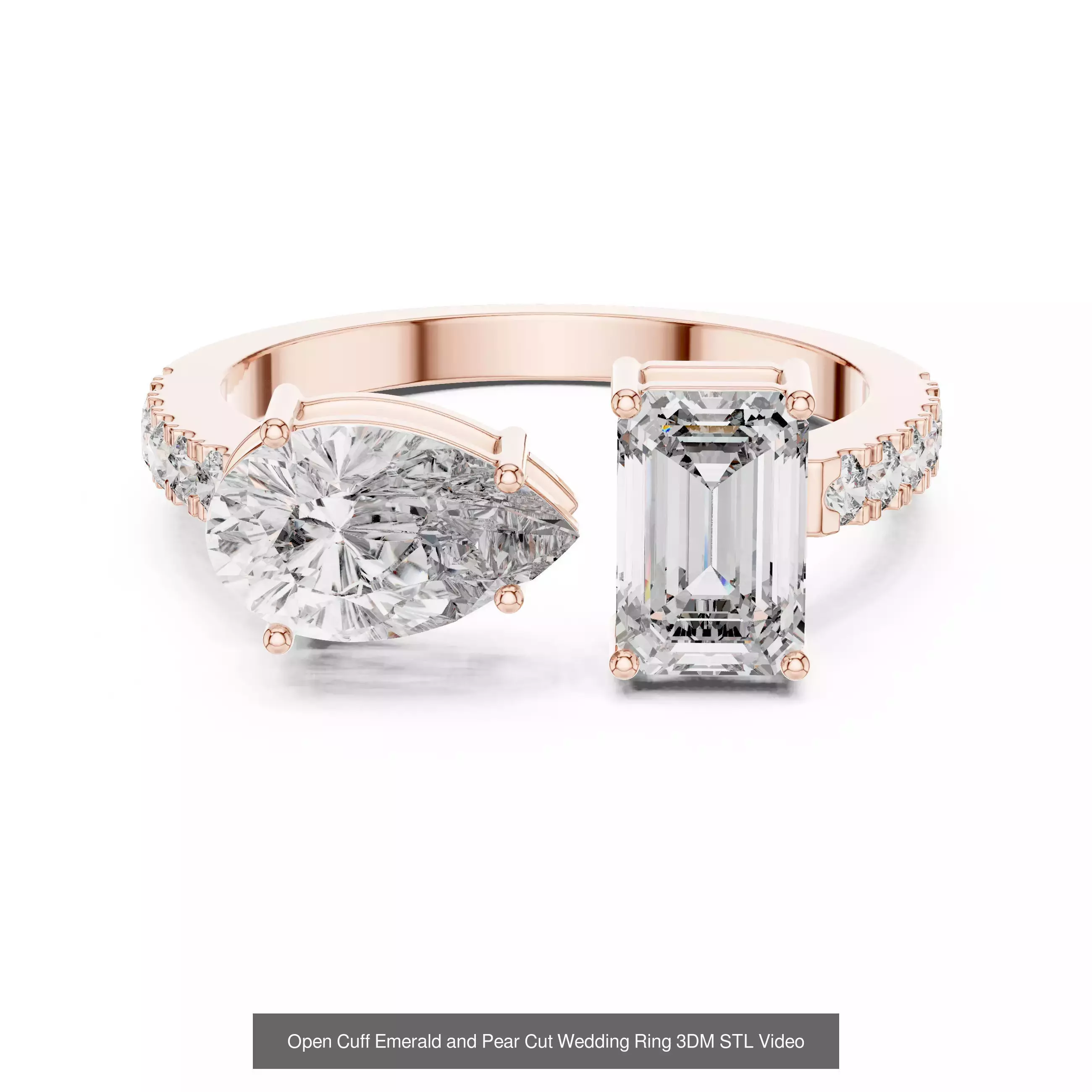 183 Pear Cut Diamond Ring 3DM STL OBJ FBX 3 Color Render Video 3D Model Collection_188