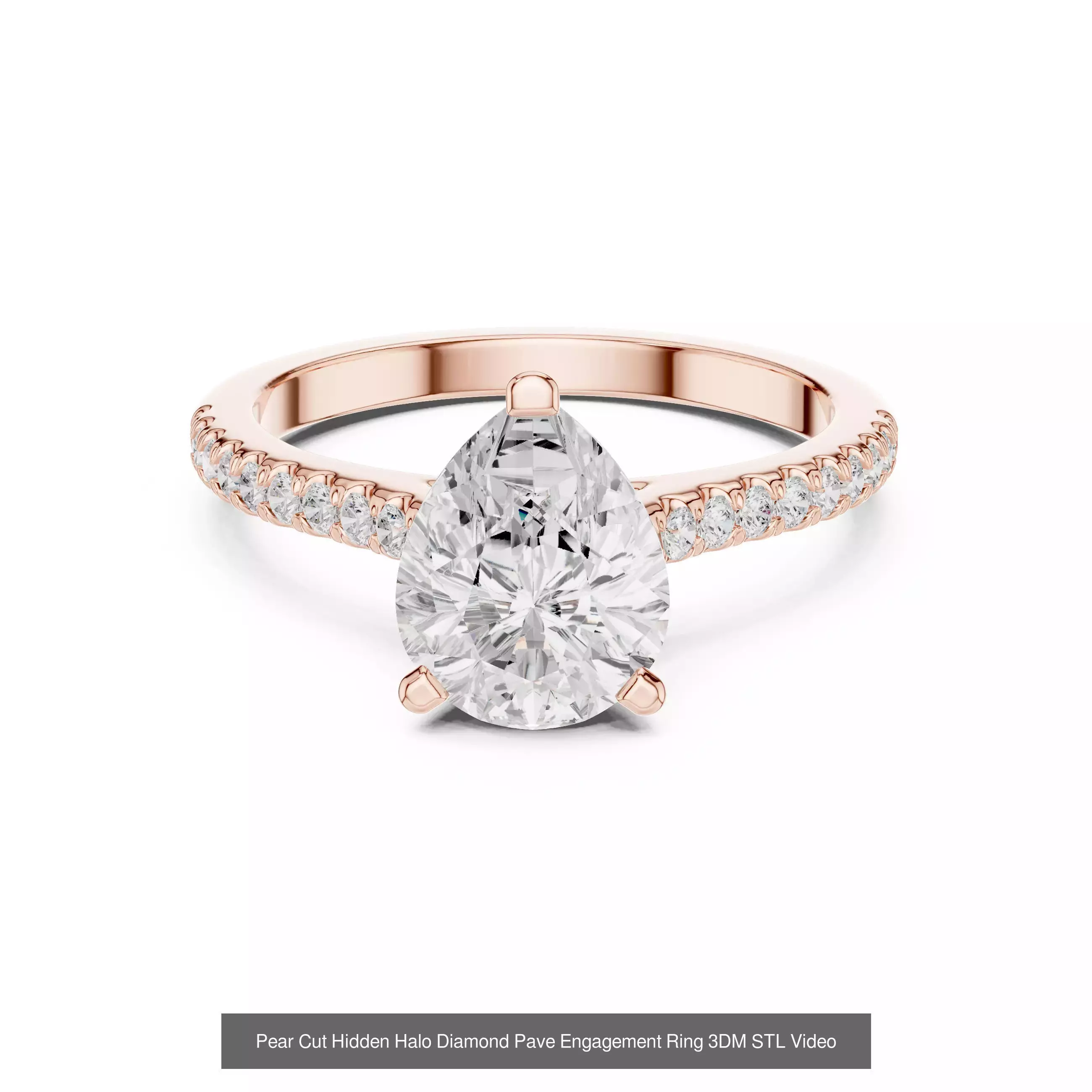 183 Pear Cut Diamond Ring 3DM STL OBJ FBX 3 Color Render Video 3D Model Collection_182