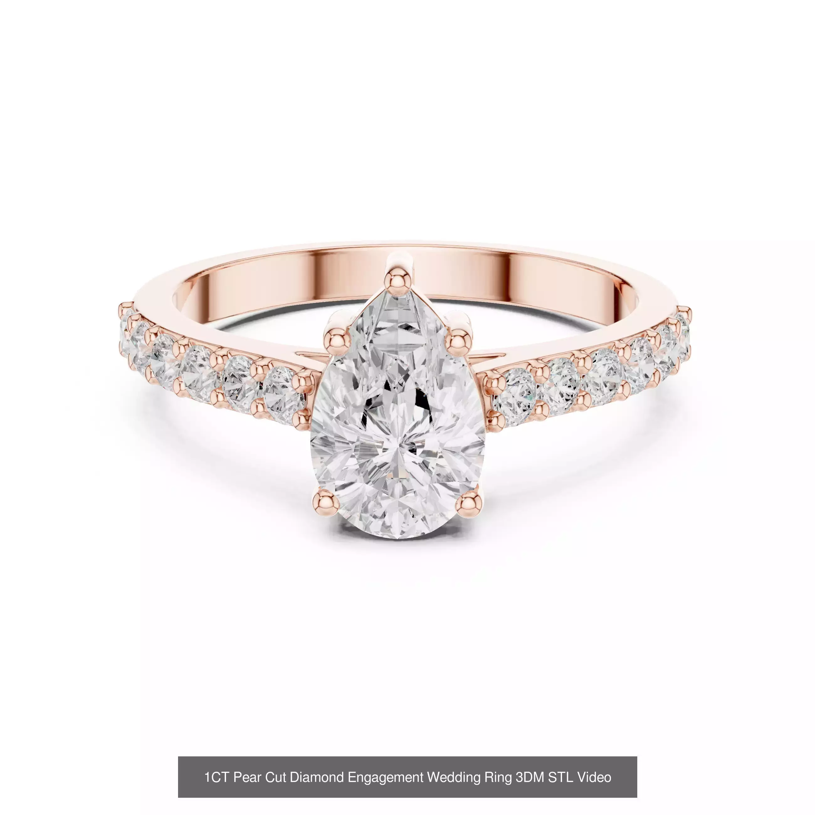 183 Pear Cut Diamond Ring 3DM STL OBJ FBX 3 Color Render Video 3D Model Collection_79