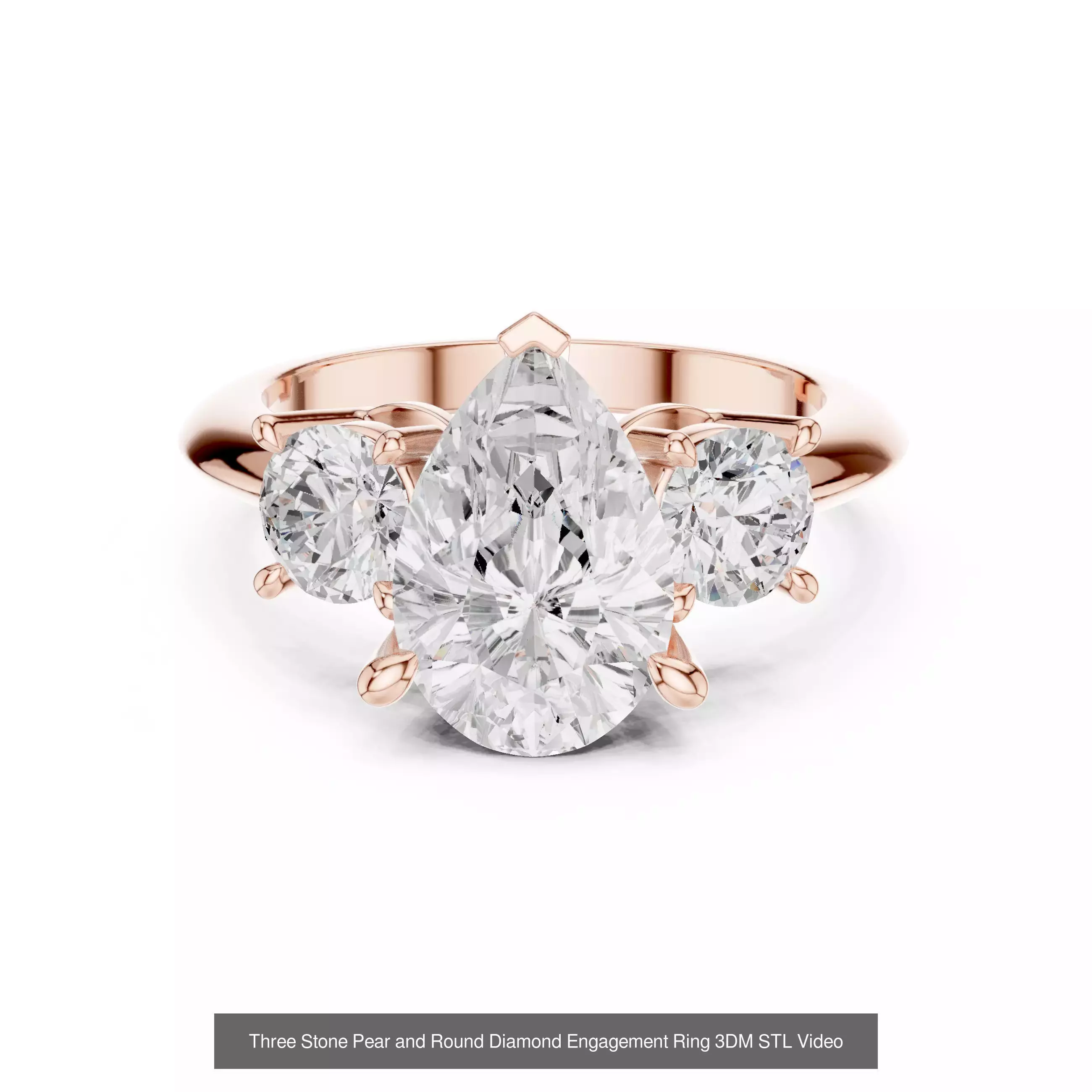 183 Pear Cut Diamond Ring 3DM STL OBJ FBX 3 Color Render Video 3D Model Collection_171