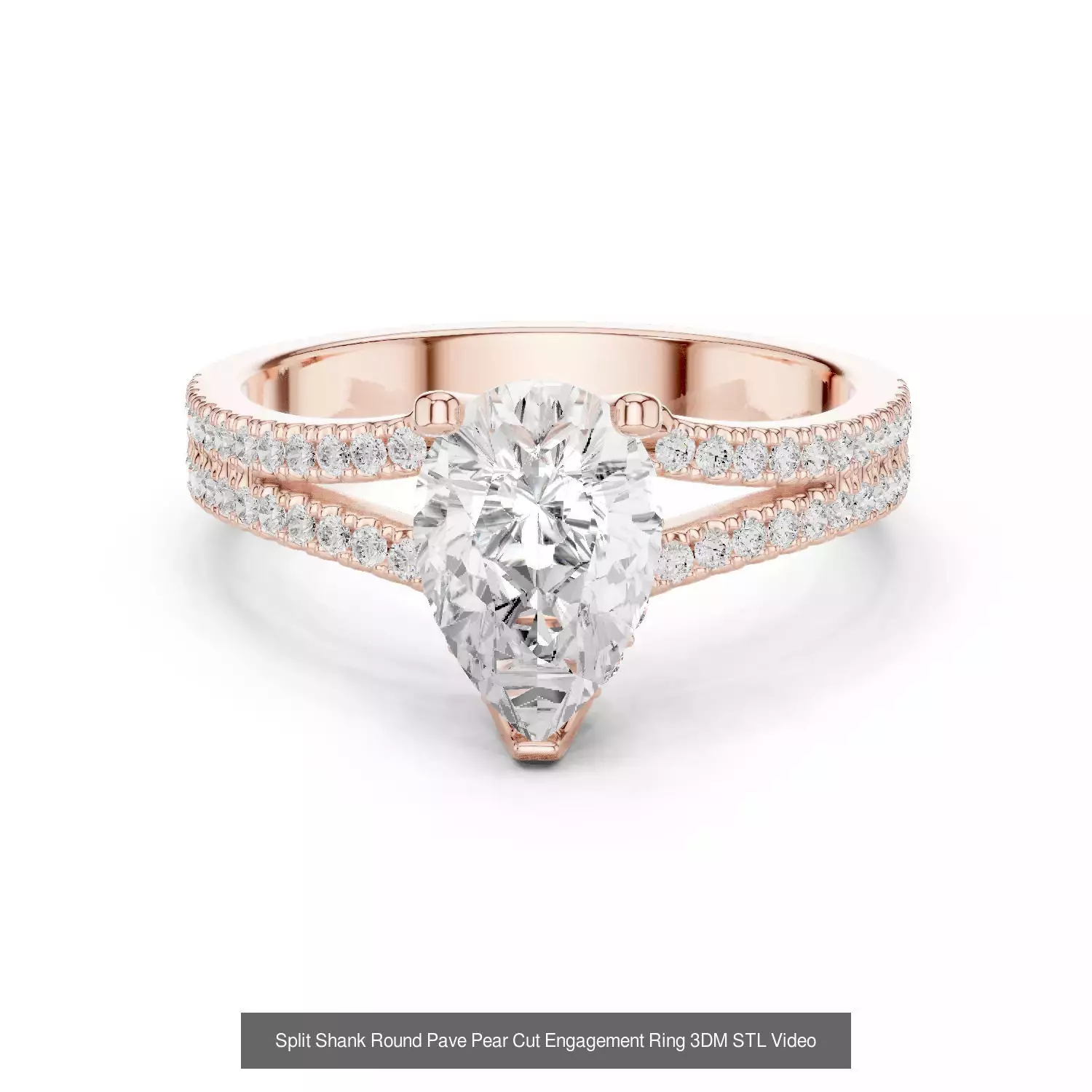 183 Pear Cut Diamond Ring 3DM STL OBJ FBX 3 Color Render Video 3D Model Collection_52