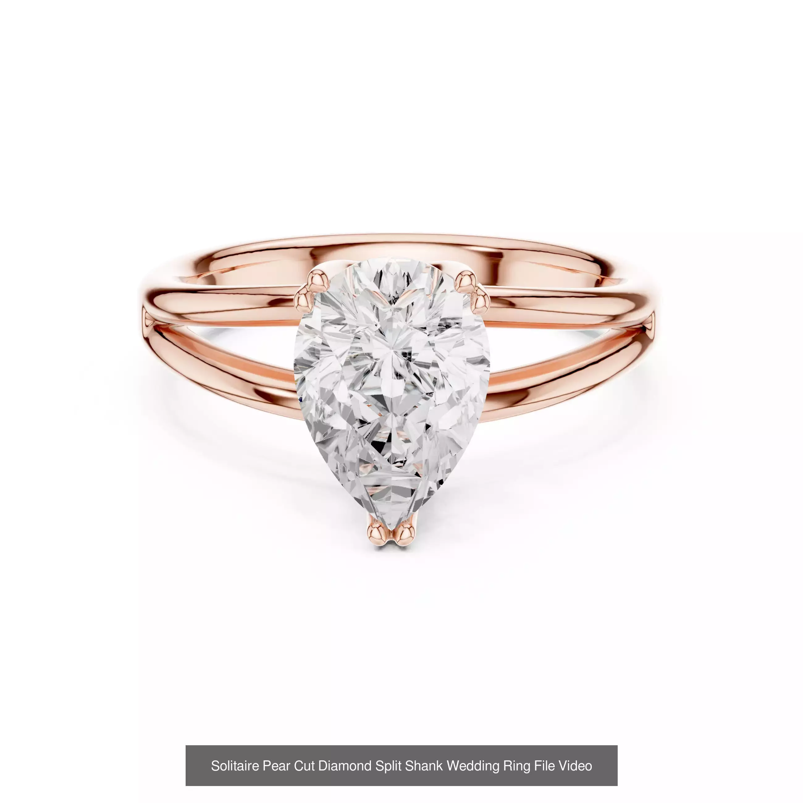 183 Pear Cut Diamond Ring 3DM STL OBJ FBX 3 Color Render Video 3D Model Collection_203