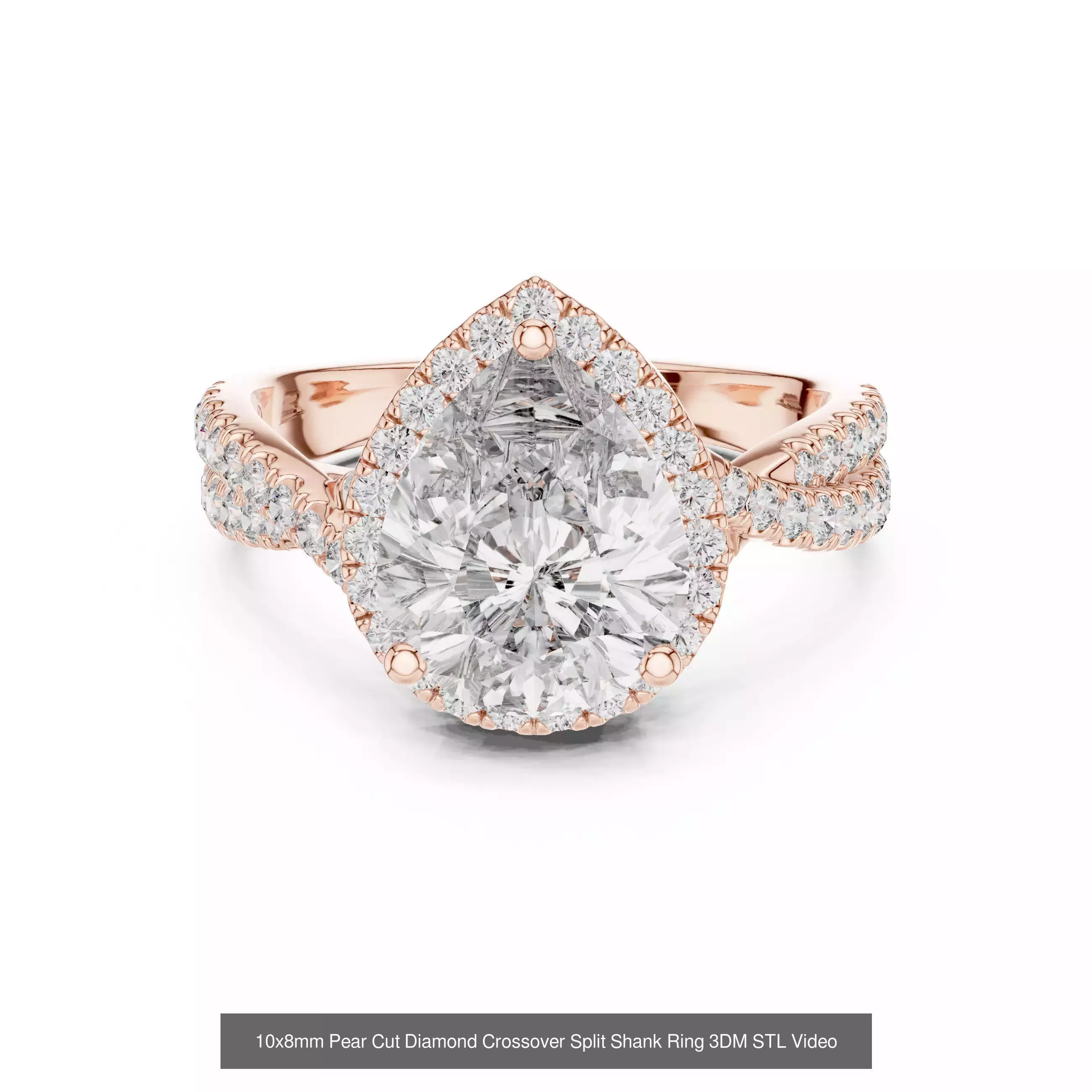 183 Pear Cut Diamond Ring 3DM STL OBJ FBX 3 Color Render Video 3D Model Collection_109