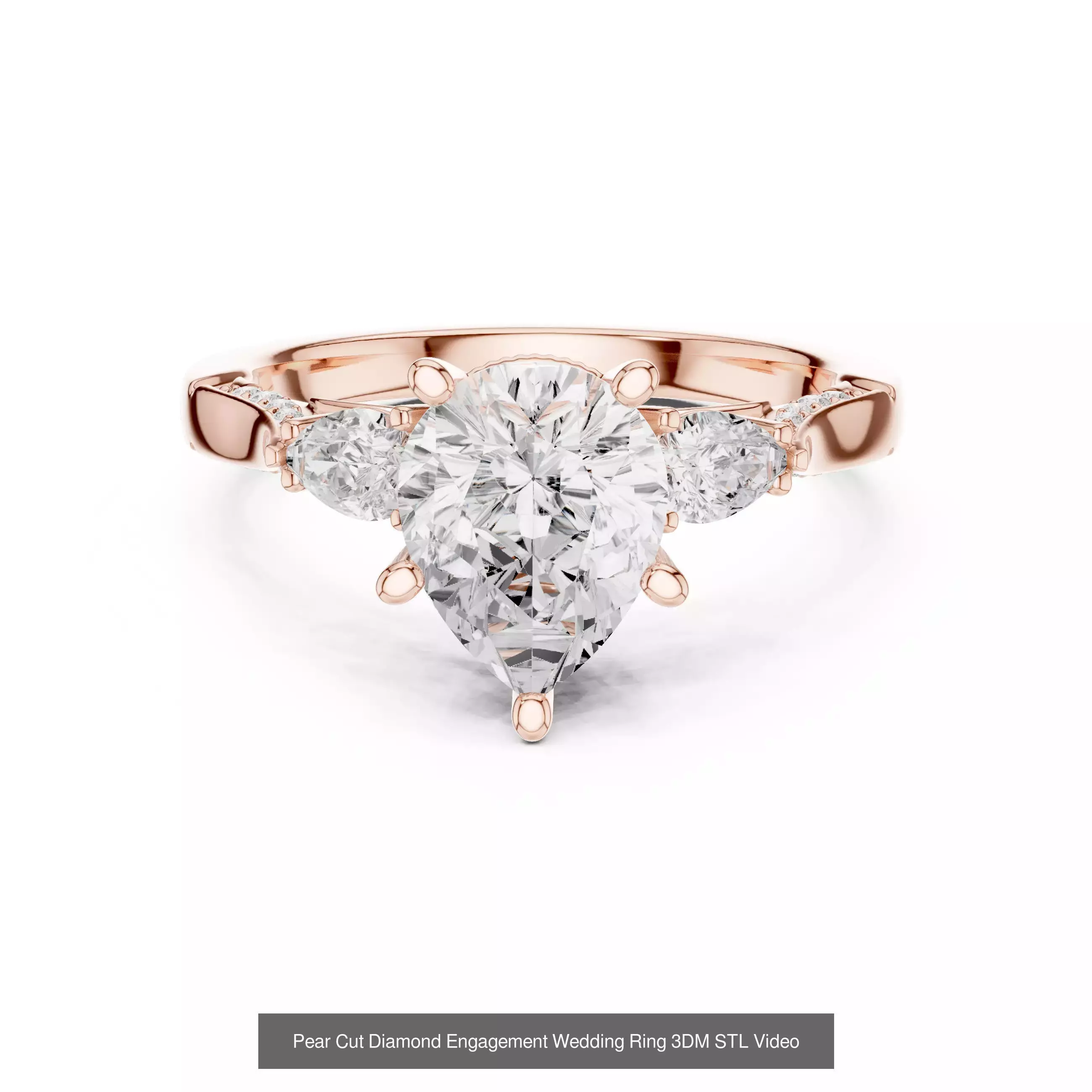 183 Pear Cut Diamond Ring 3DM STL OBJ FBX 3 Color Render Video 3D Model Collection_176