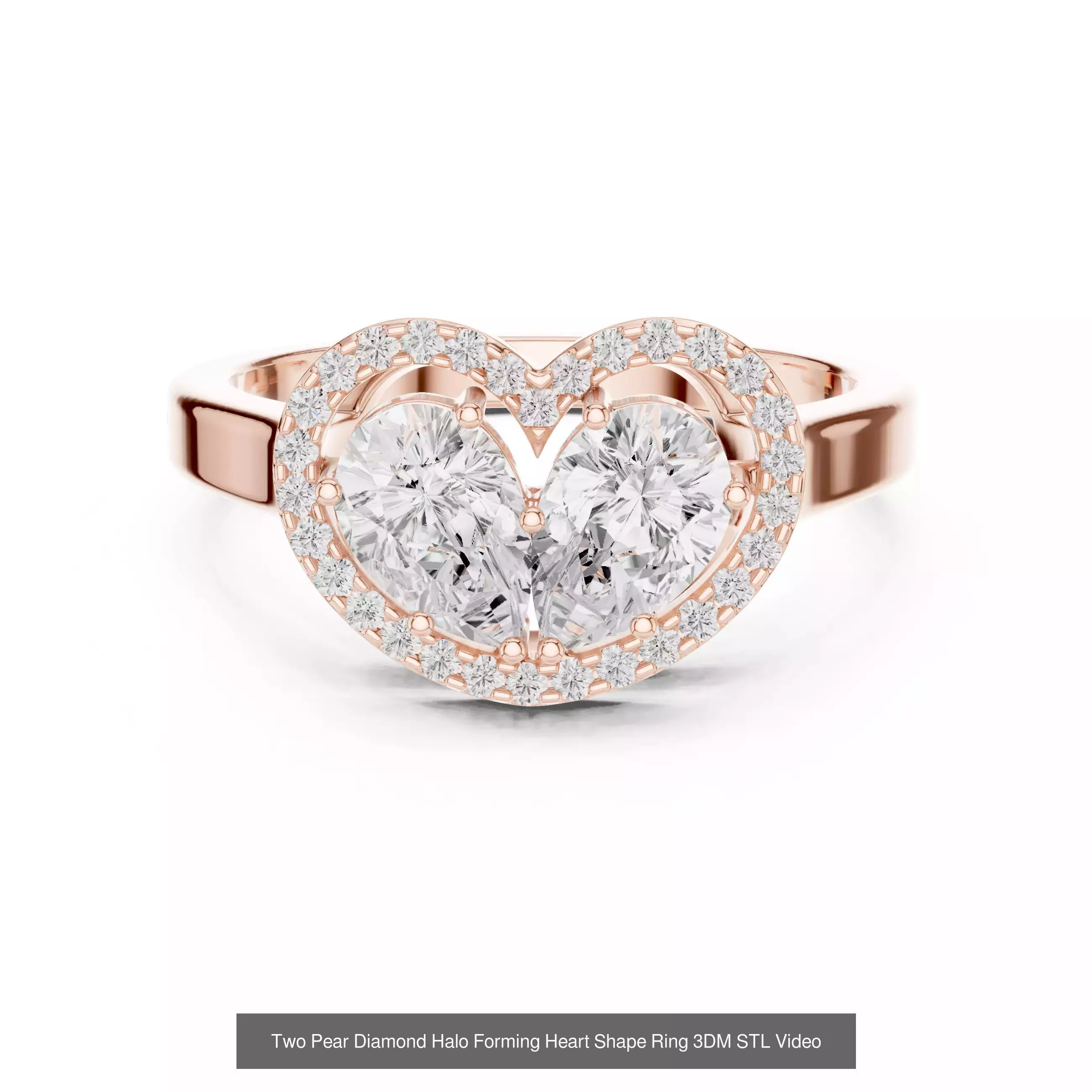 183 Pear Cut Diamond Ring 3DM STL OBJ FBX 3 Color Render Video 3D Model Collection_125