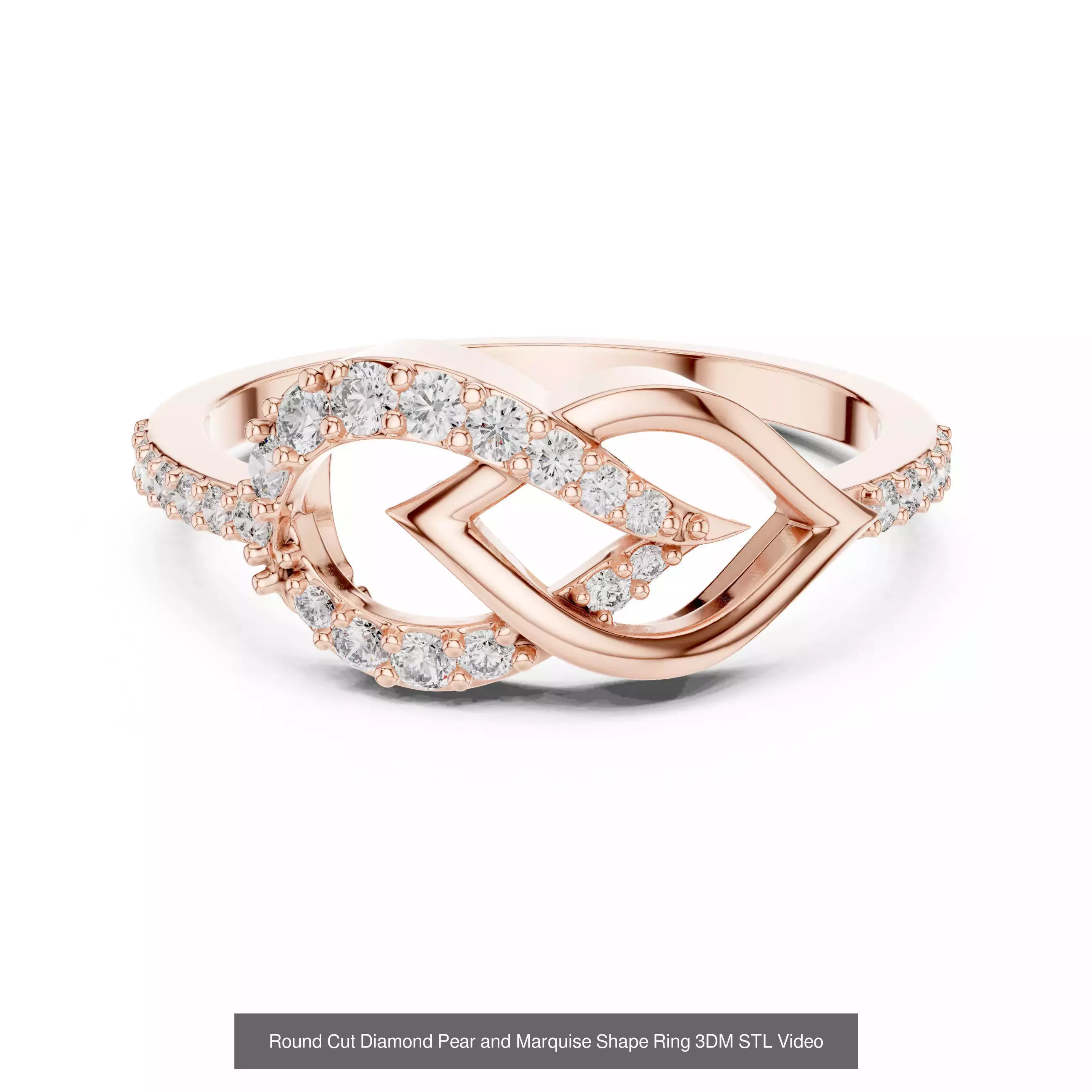 183 Pear Cut Diamond Ring 3DM STL OBJ FBX 3 Color Render Video 3D Model Collection_24