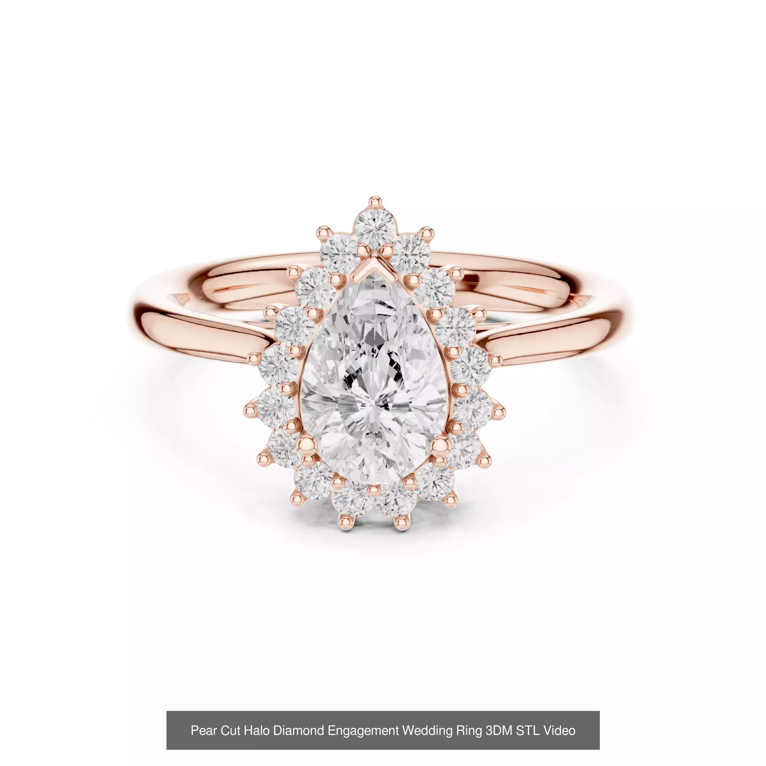 183 Pear Cut Diamond Ring 3DM STL OBJ FBX 3 Color Render Video 3D Model Collection_71