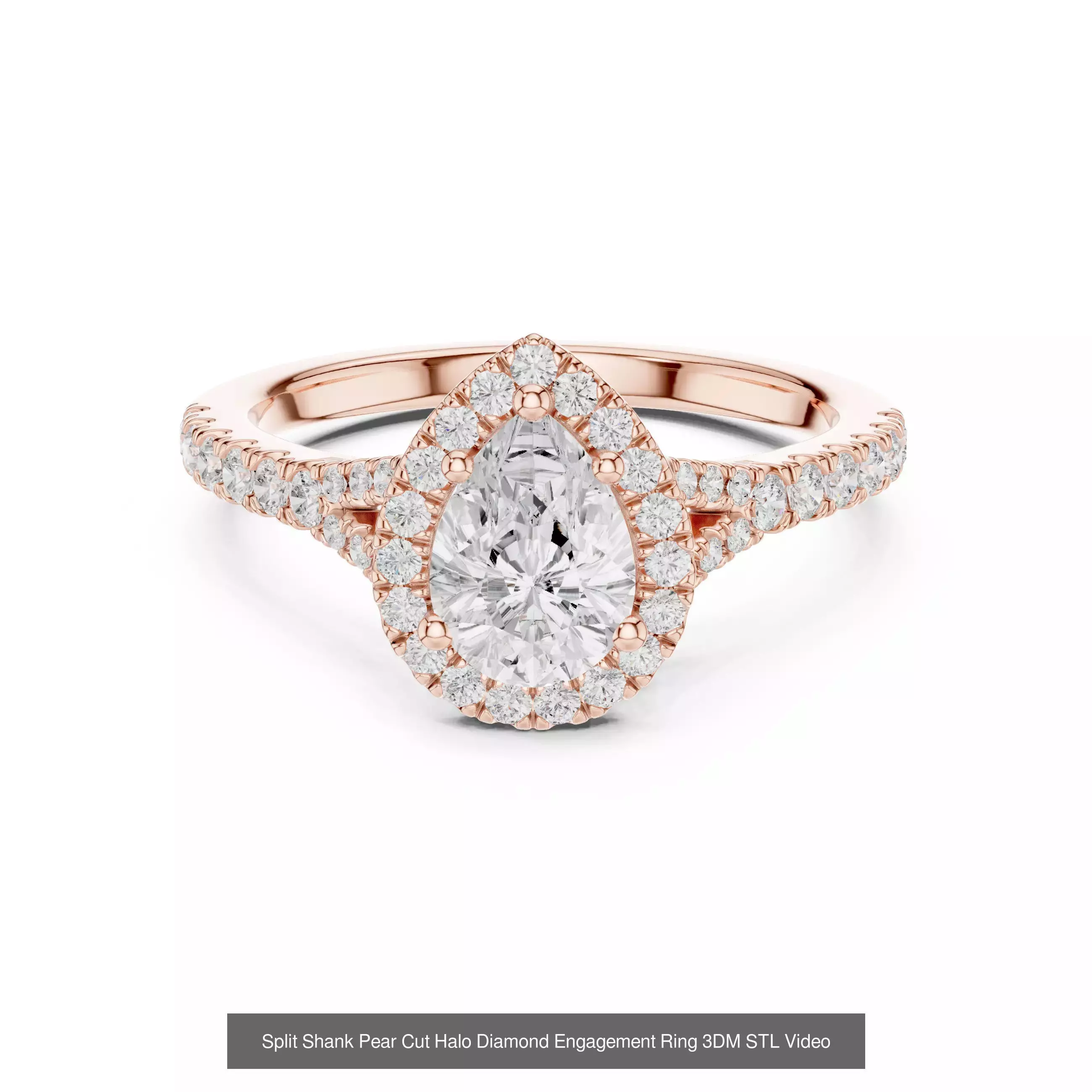 183 Pear Cut Diamond Ring 3DM STL OBJ FBX 3 Color Render Video 3D Model Collection_138