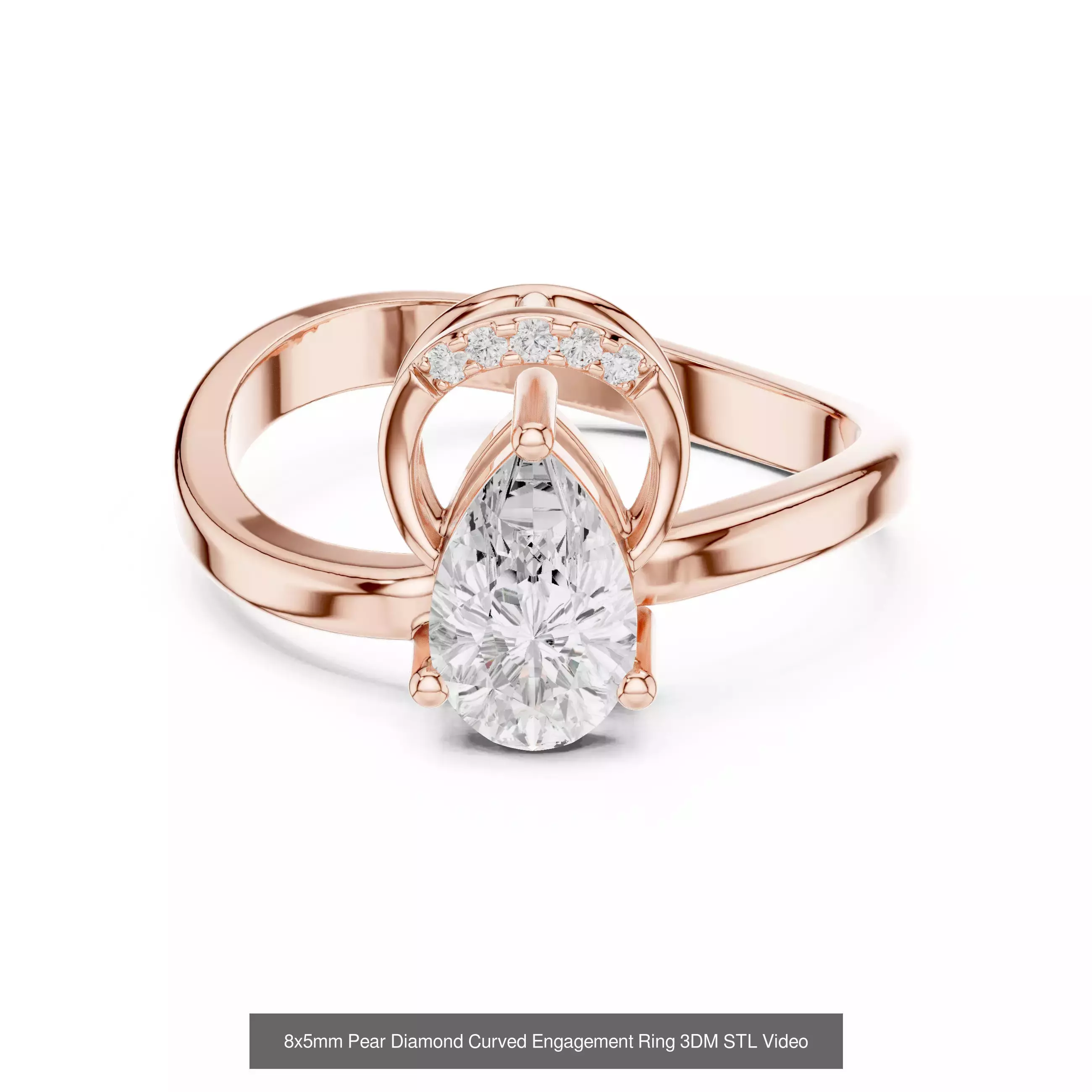 183 Pear Cut Diamond Ring 3DM STL OBJ FBX 3 Color Render Video 3D Model Collection_118