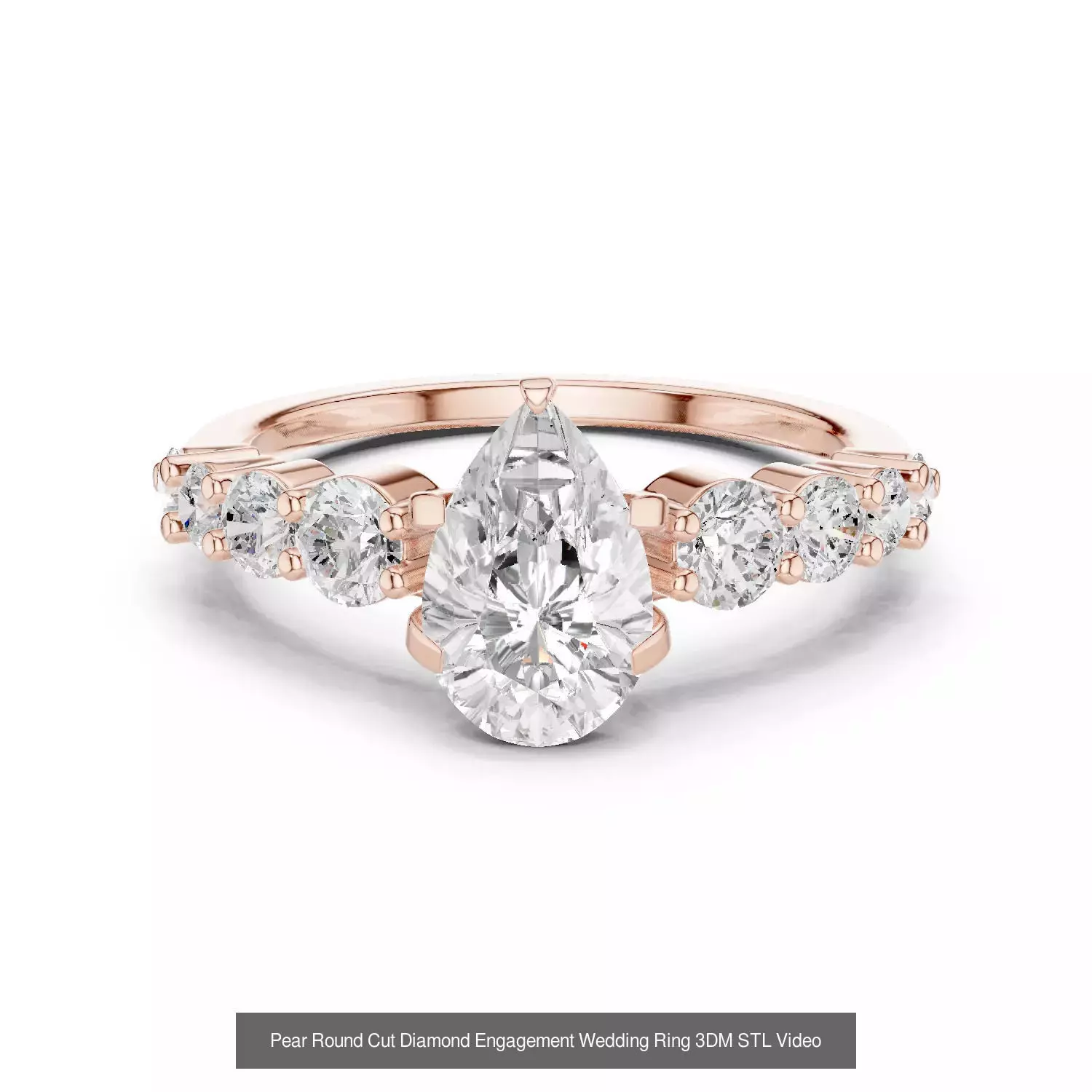 183 Pear Cut Diamond Ring 3DM STL OBJ FBX 3 Color Render Video 3D Model Collection_54