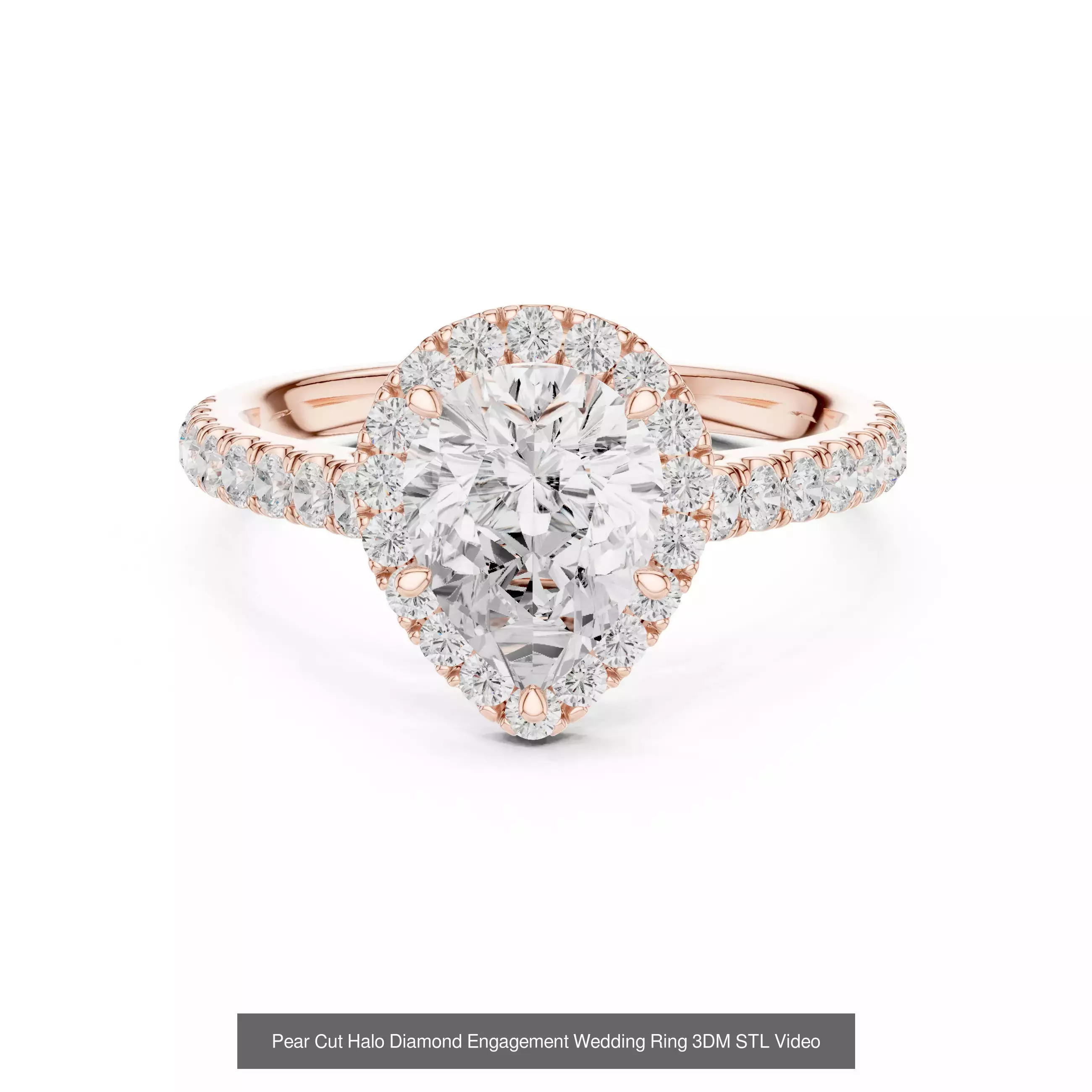 183 Pear Cut Diamond Ring 3DM STL OBJ FBX 3 Color Render Video 3D Model Collection_143