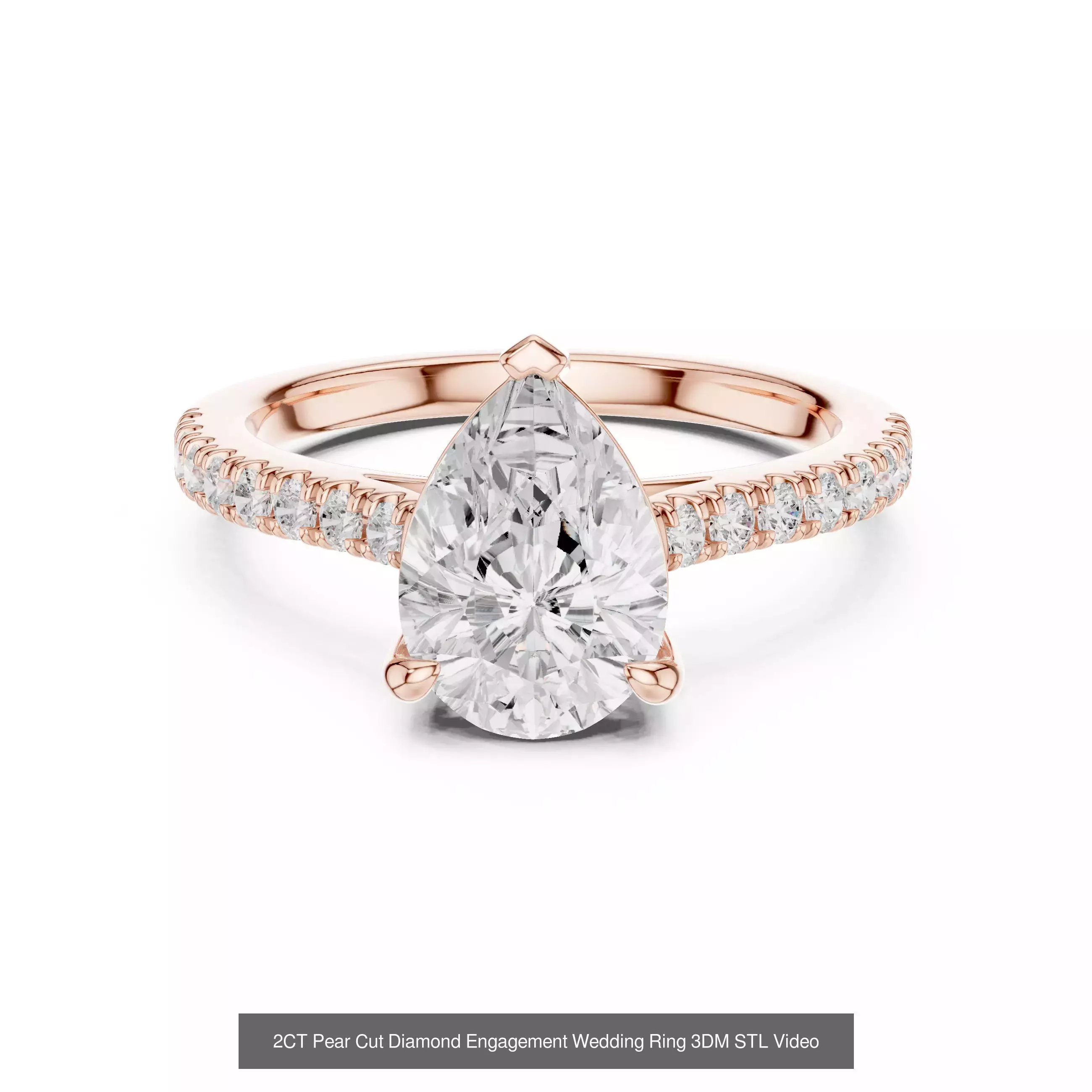 183 Pear Cut Diamond Ring 3DM STL OBJ FBX 3 Color Render Video 3D Model Collection_139