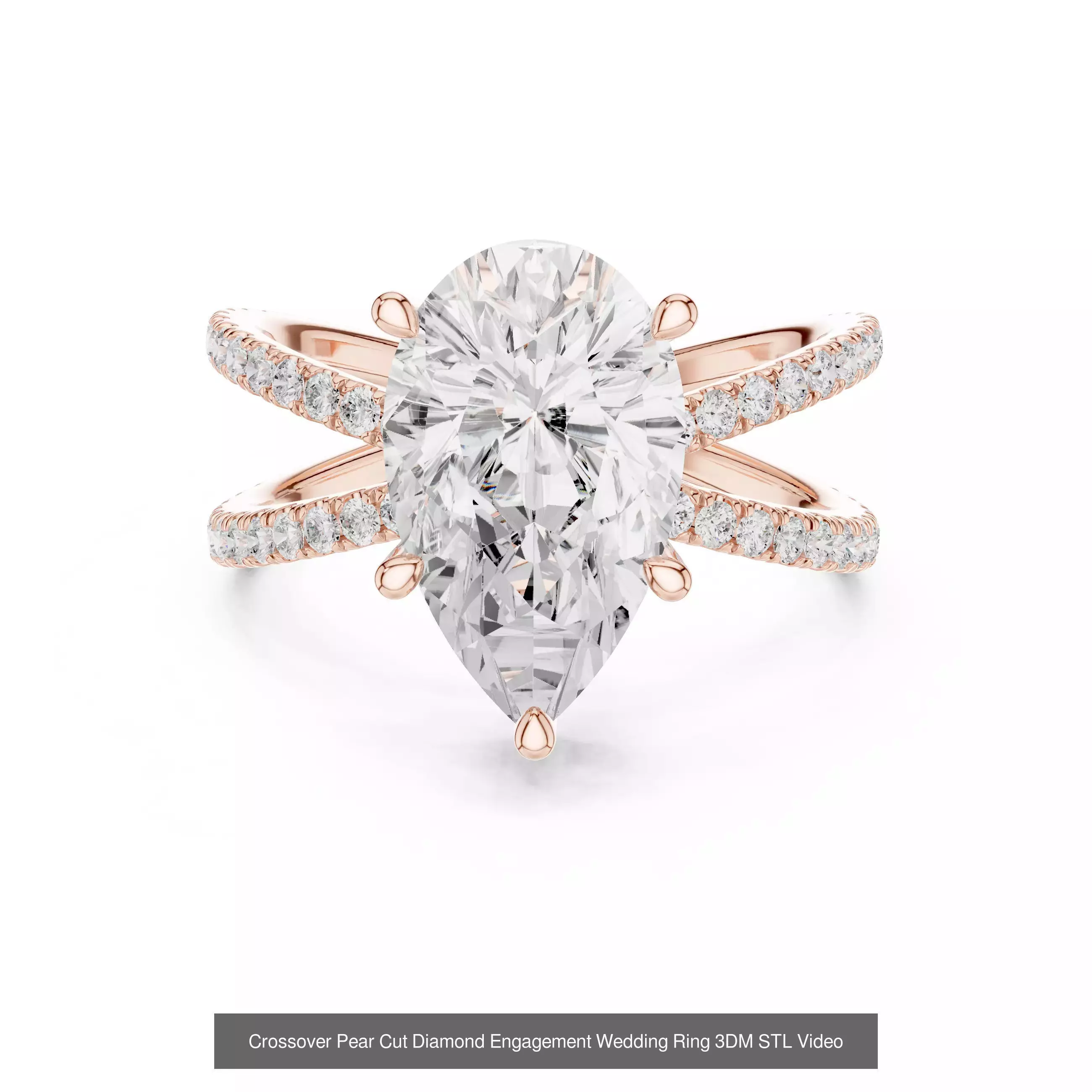 183 Pear Cut Diamond Ring 3DM STL OBJ FBX 3 Color Render Video 3D Model Collection_201