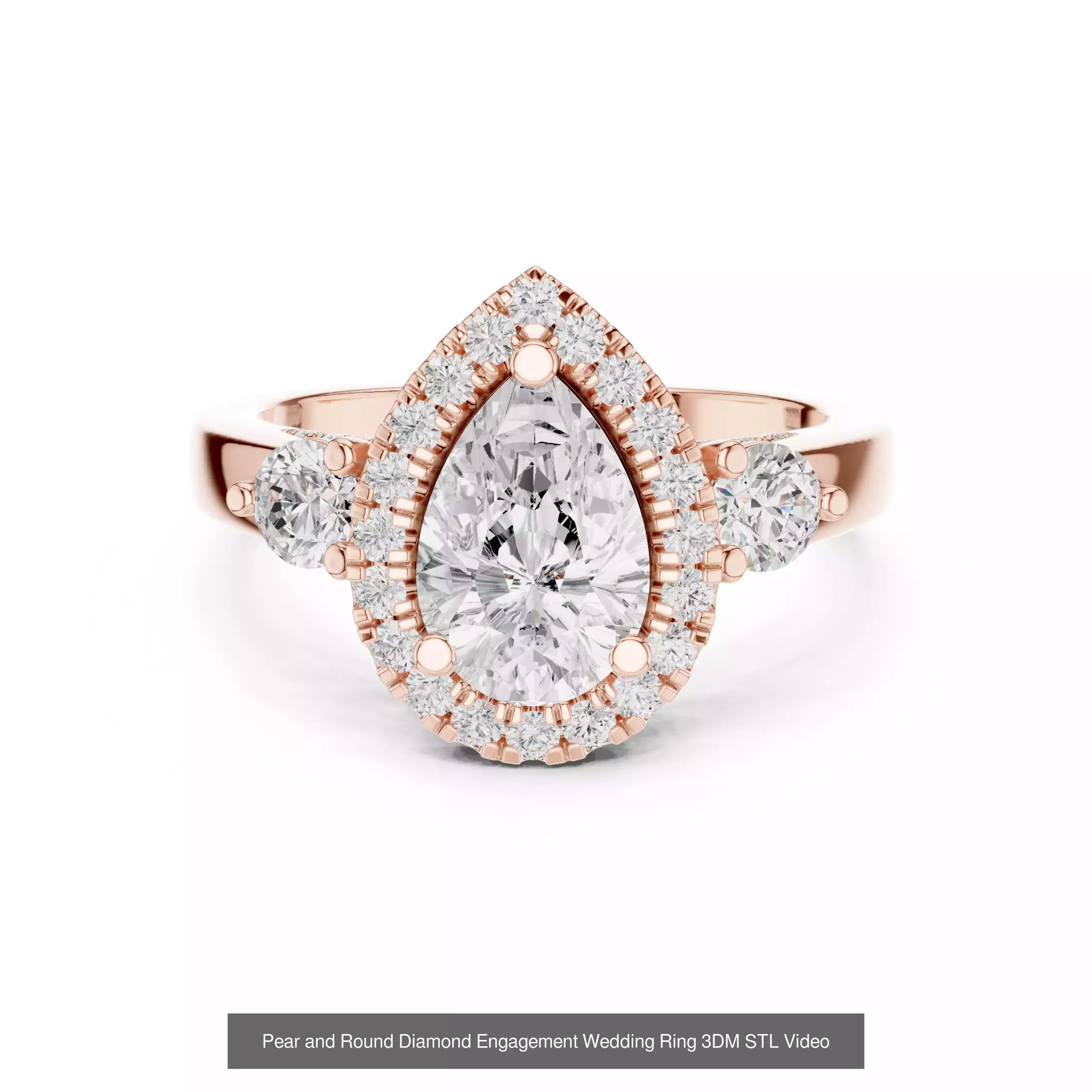 183 Pear Cut Diamond Ring 3DM STL OBJ FBX 3 Color Render Video 3D Model Collection_100