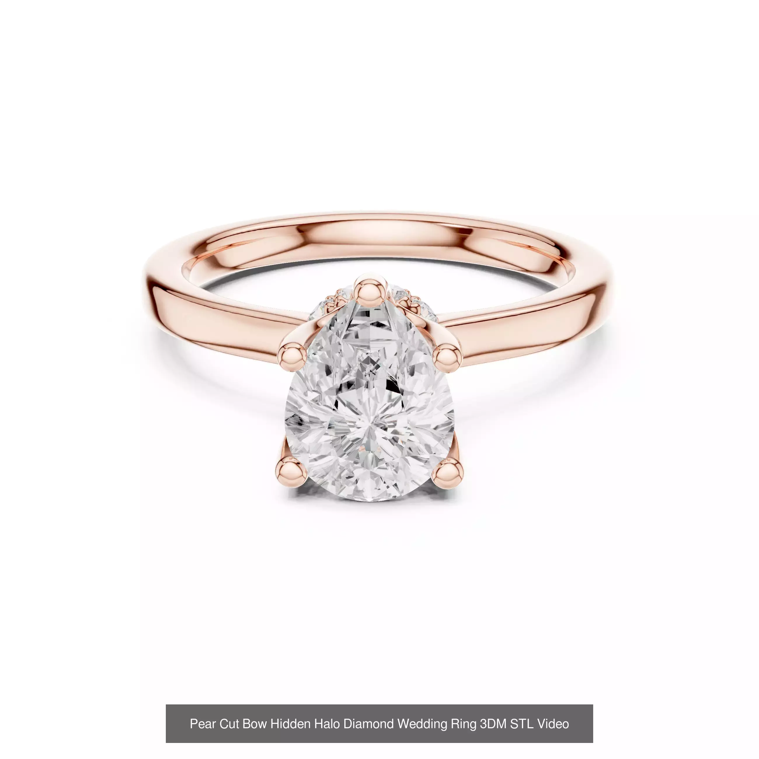 183 Pear Cut Diamond Ring 3DM STL OBJ FBX 3 Color Render Video 3D Model Collection_146