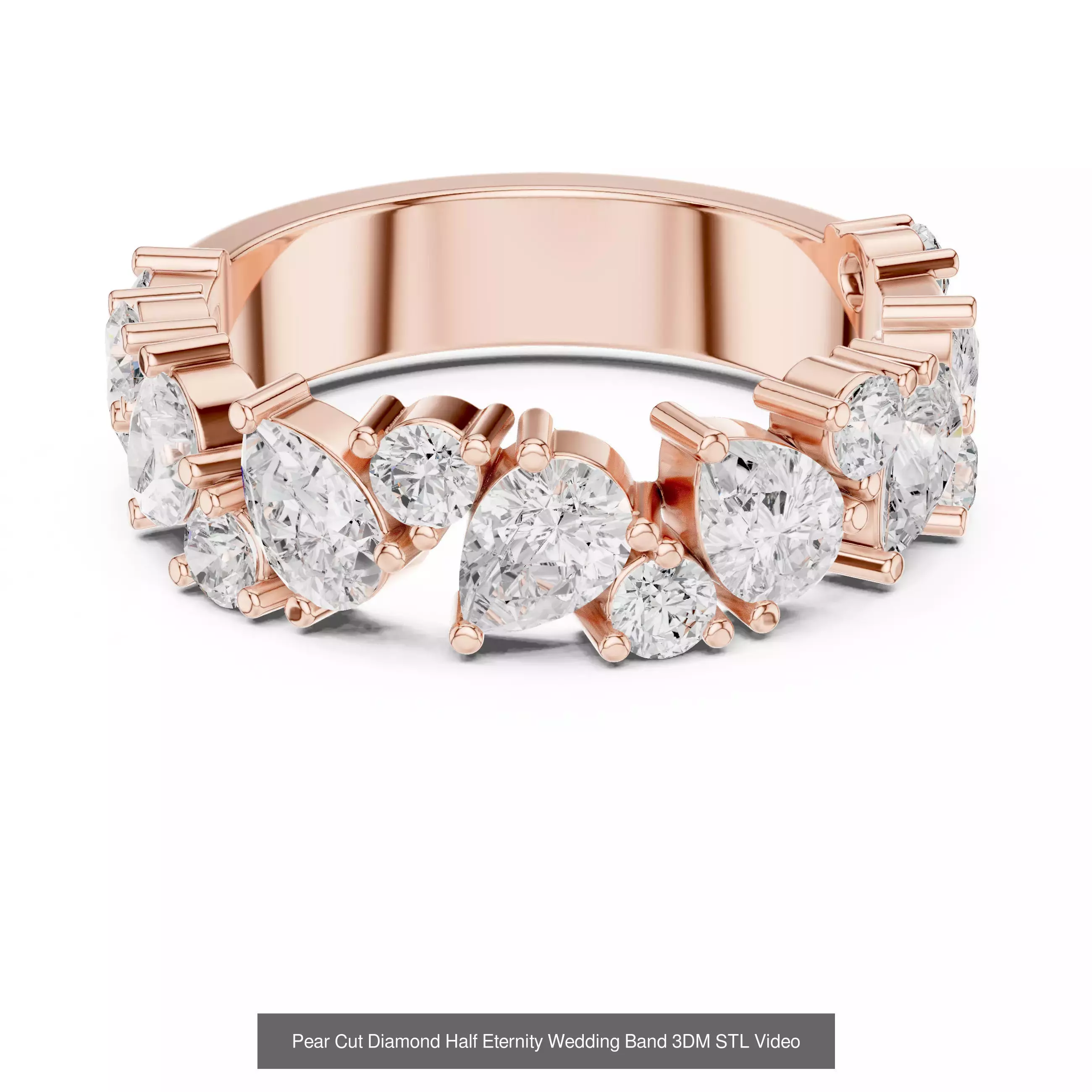 183 Pear Cut Diamond Ring 3DM STL OBJ FBX 3 Color Render Video 3D Model Collection_88