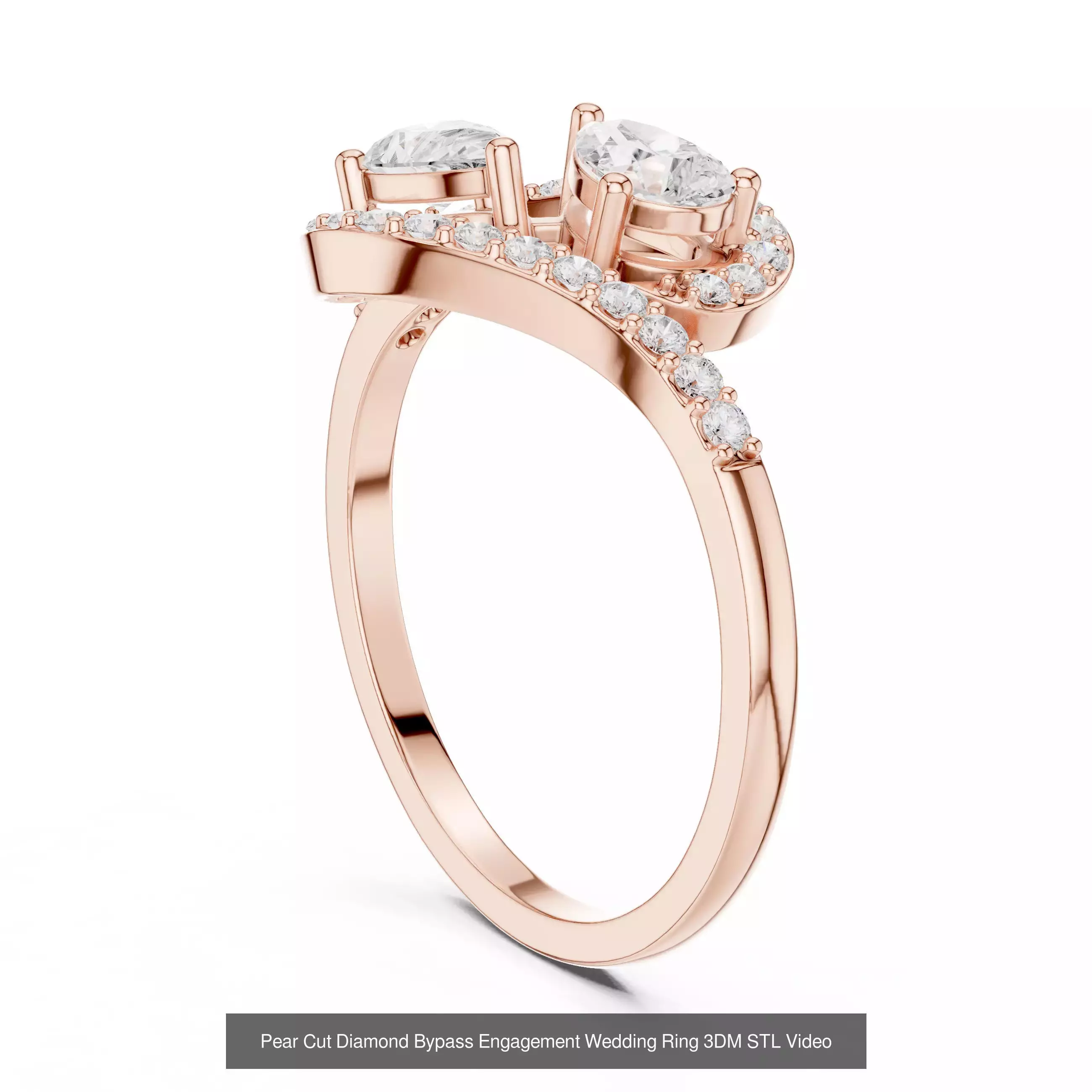 183 Pear Cut Diamond Ring 3DM STL OBJ FBX 3 Color Render Video 3D Model Collection_35