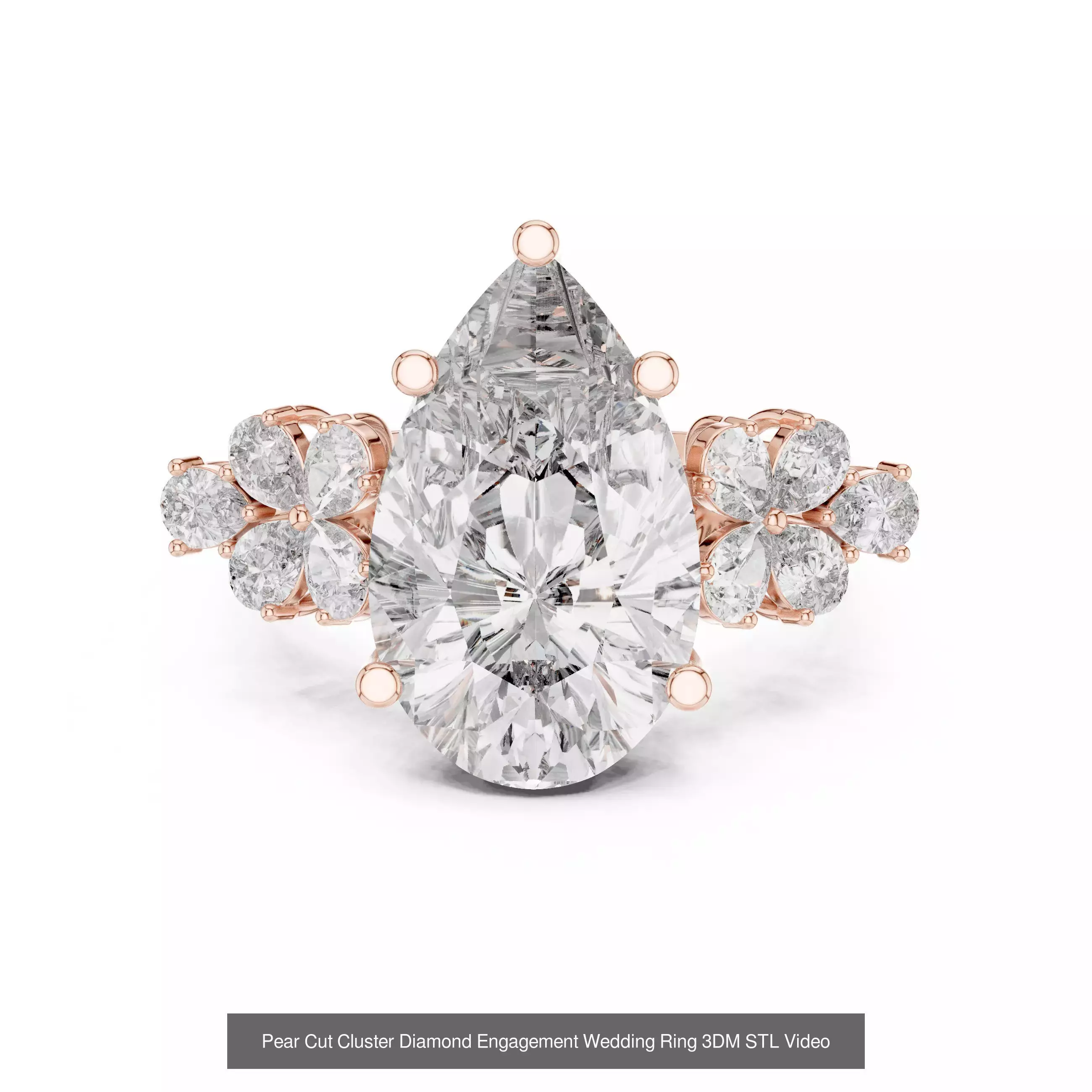 183 Pear Cut Diamond Ring 3DM STL OBJ FBX 3 Color Render Video 3D Model Collection_95