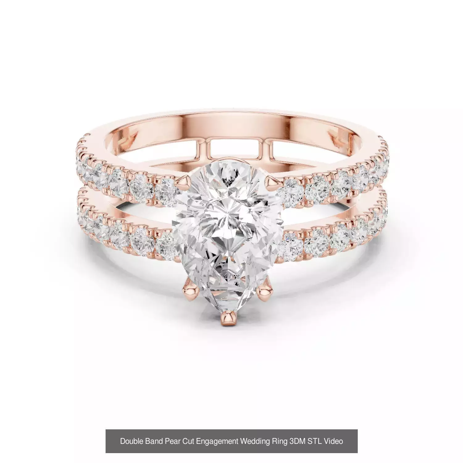 183 Pear Cut Diamond Ring 3DM STL OBJ FBX 3 Color Render Video 3D Model Collection_58