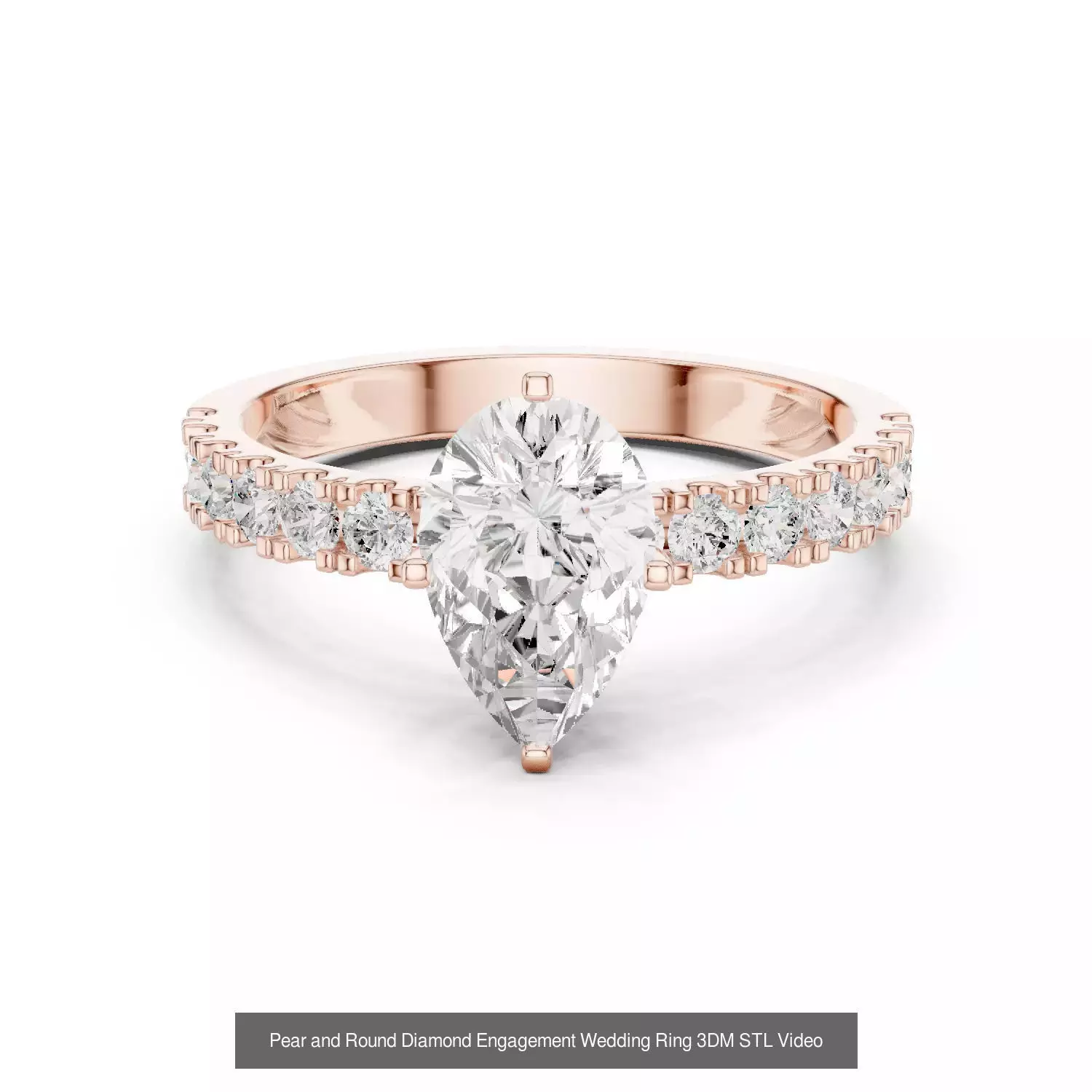 183 Pear Cut Diamond Ring 3DM STL OBJ FBX 3 Color Render Video 3D Model Collection_47