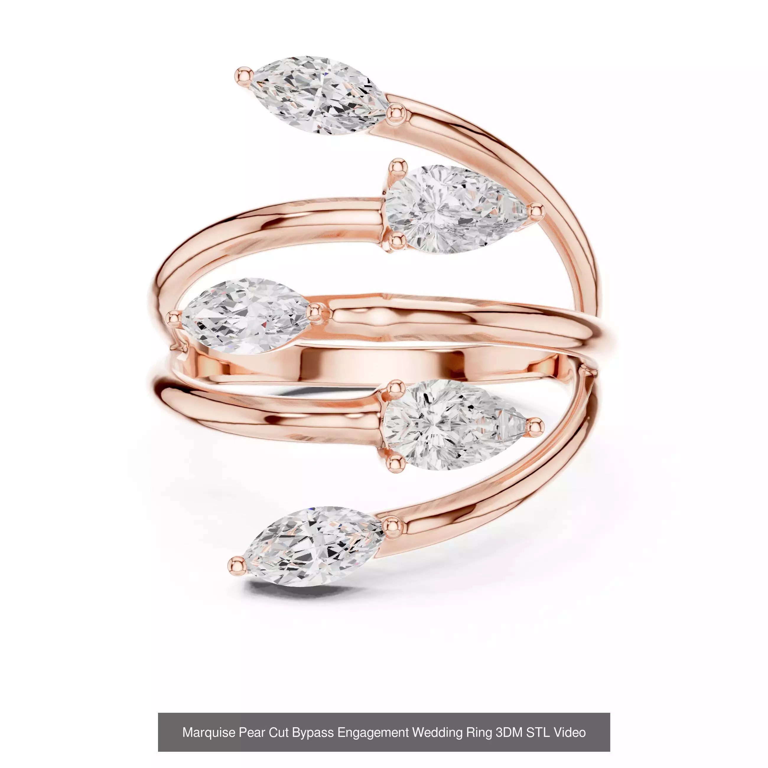 183 Pear Cut Diamond Ring 3DM STL OBJ FBX 3 Color Render Video 3D Model Collection_32