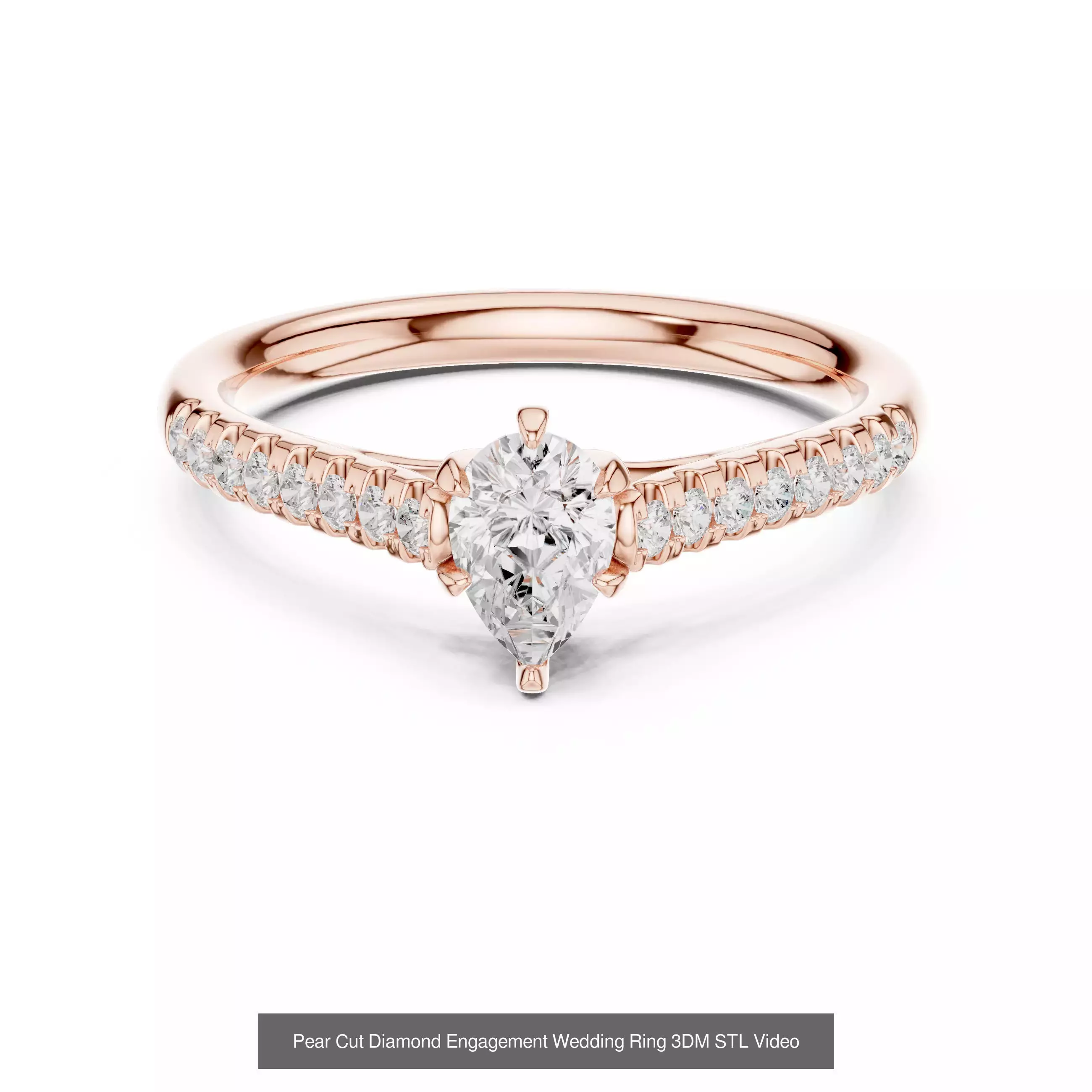 183 Pear Cut Diamond Ring 3DM STL OBJ FBX 3 Color Render Video 3D Model Collection_128