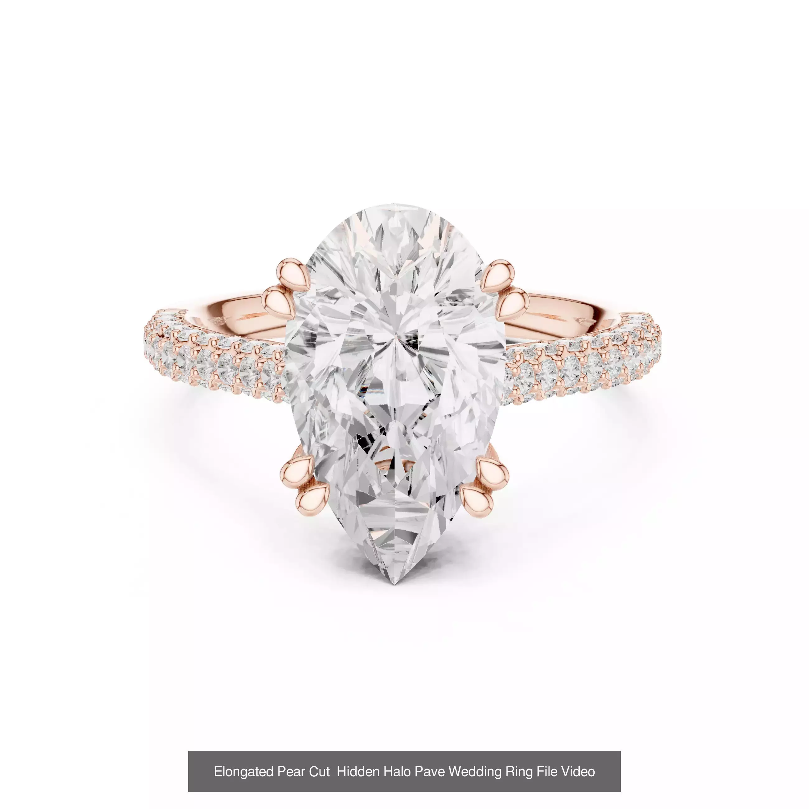 183 Pear Cut Diamond Ring 3DM STL OBJ FBX 3 Color Render Video 3D Model Collection_177