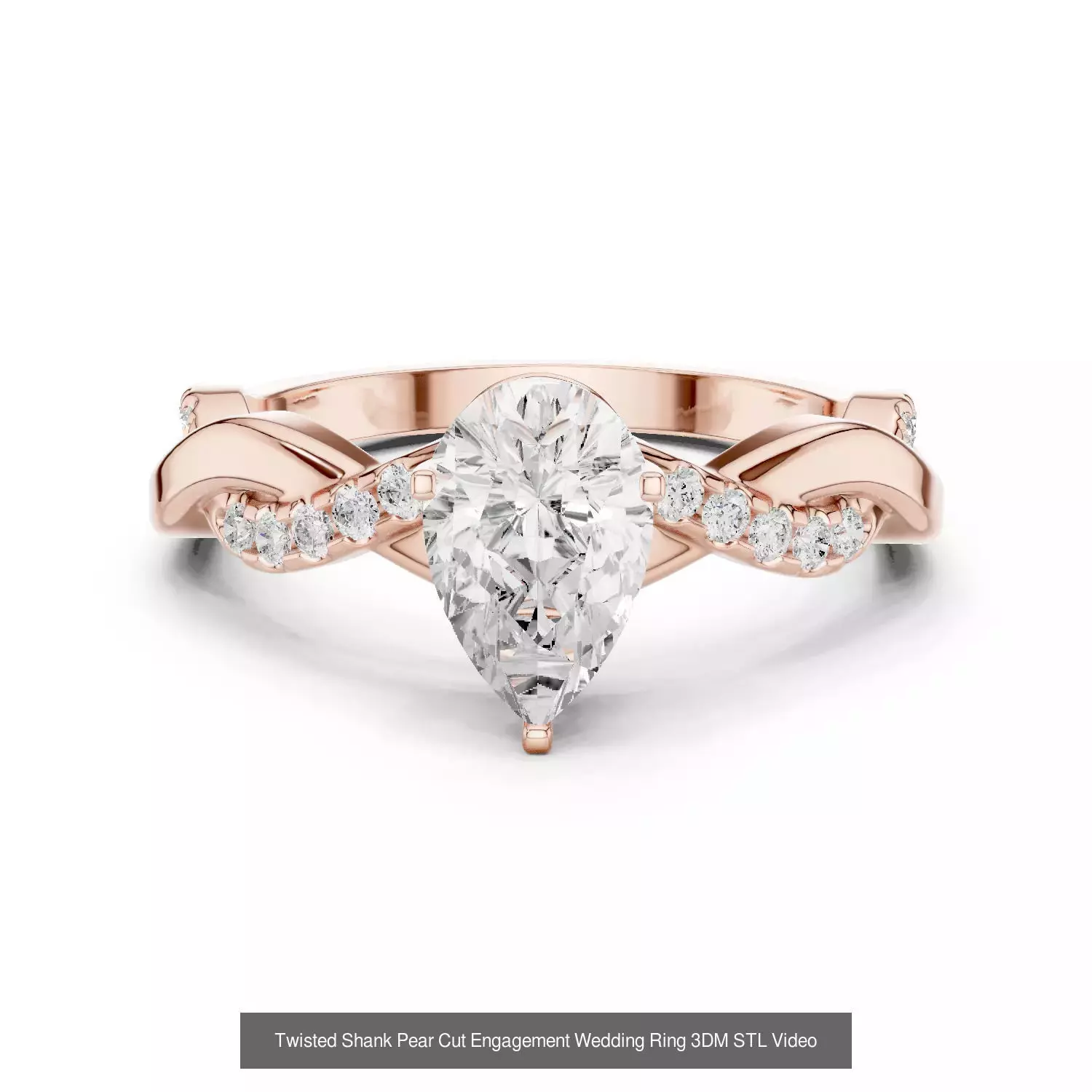 183 Pear Cut Diamond Ring 3DM STL OBJ FBX 3 Color Render Video 3D Model Collection_49