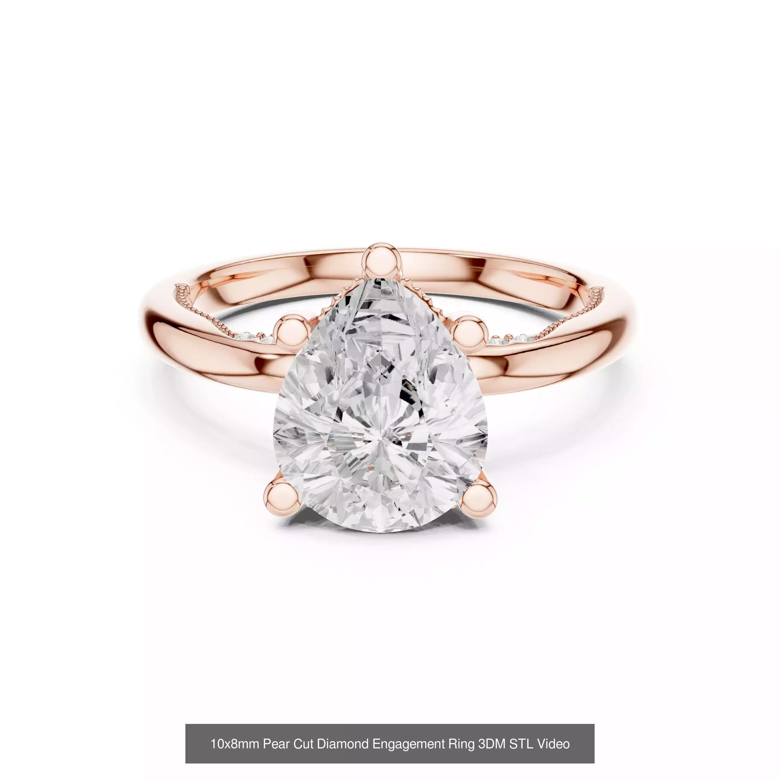 183 Pear Cut Diamond Ring 3DM STL OBJ FBX 3 Color Render Video 3D Model Collection_145