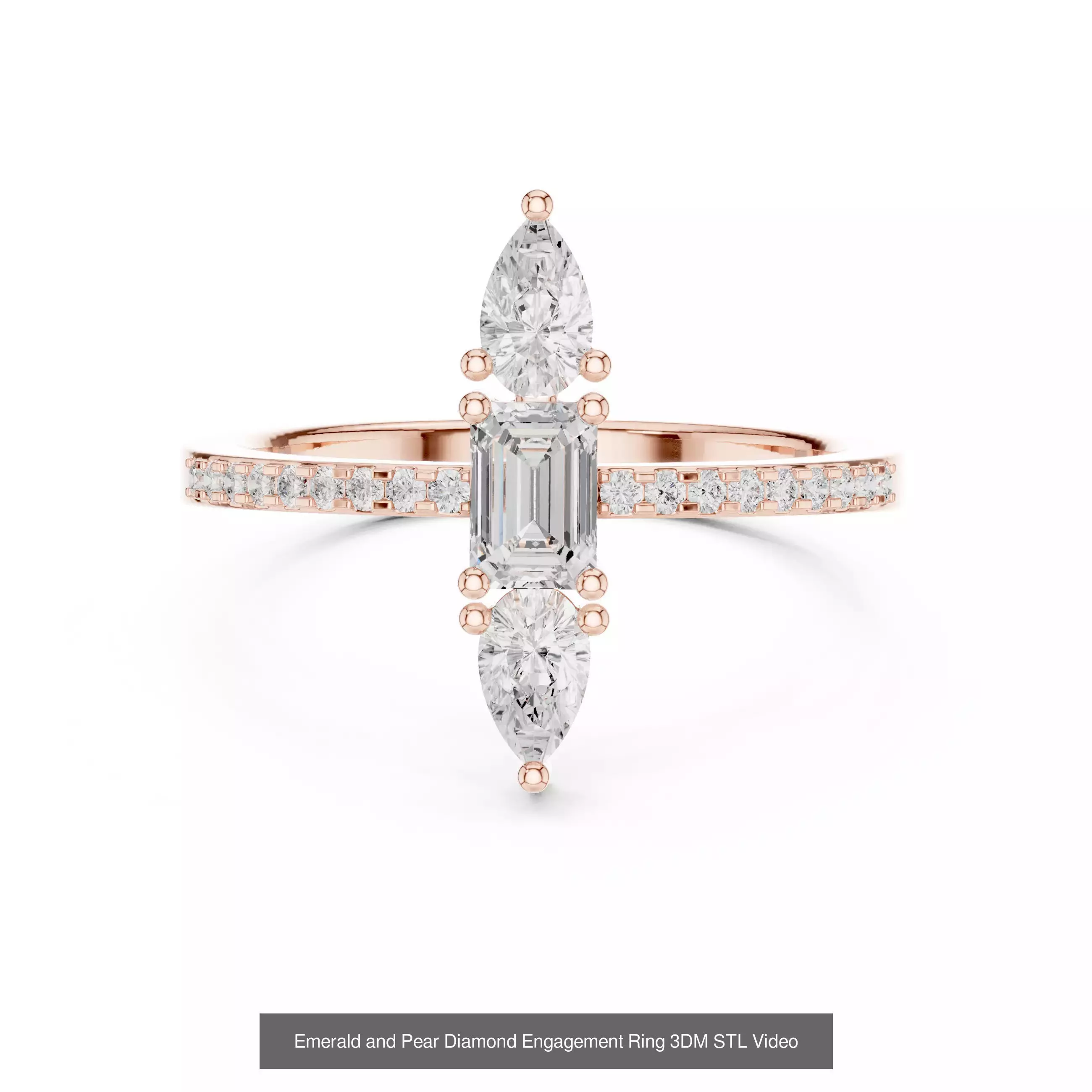 183 Pear Cut Diamond Ring 3DM STL OBJ FBX 3 Color Render Video 3D Model Collection_122