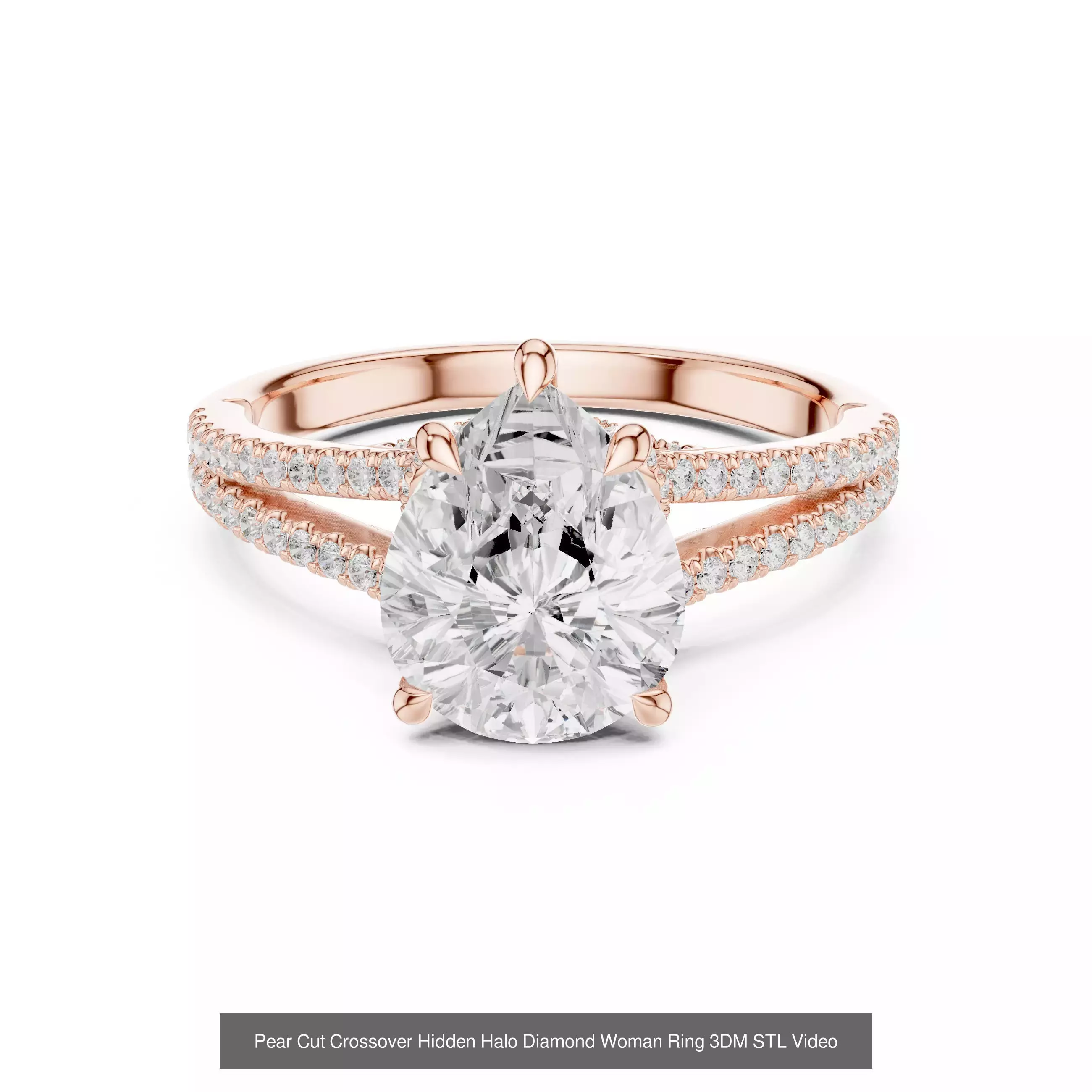 183 Pear Cut Diamond Ring 3DM STL OBJ FBX 3 Color Render Video 3D Model Collection_162