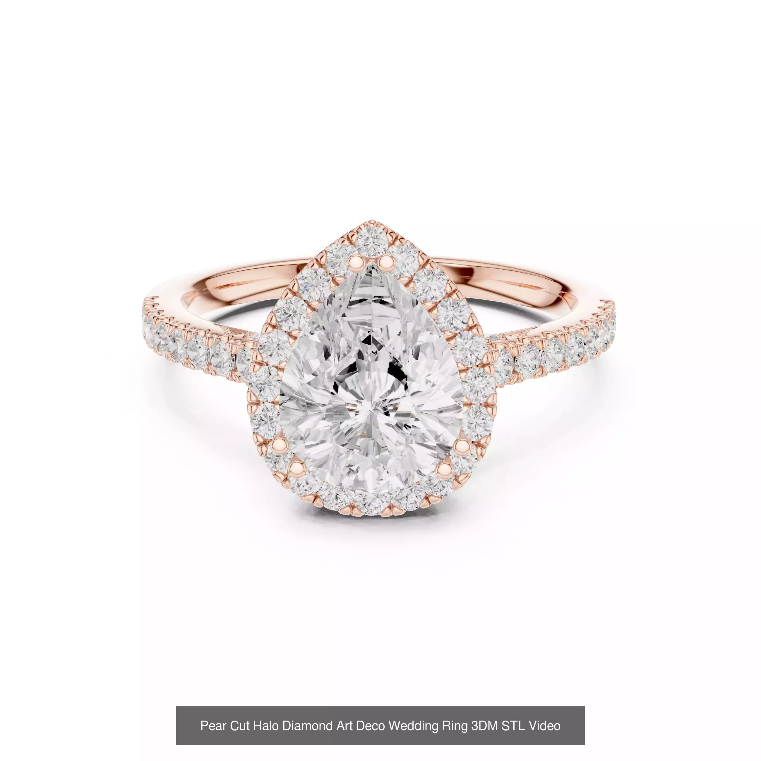 183 Pear Cut Diamond Ring 3DM STL OBJ FBX 3 Color Render Video 3D Model Collection_164