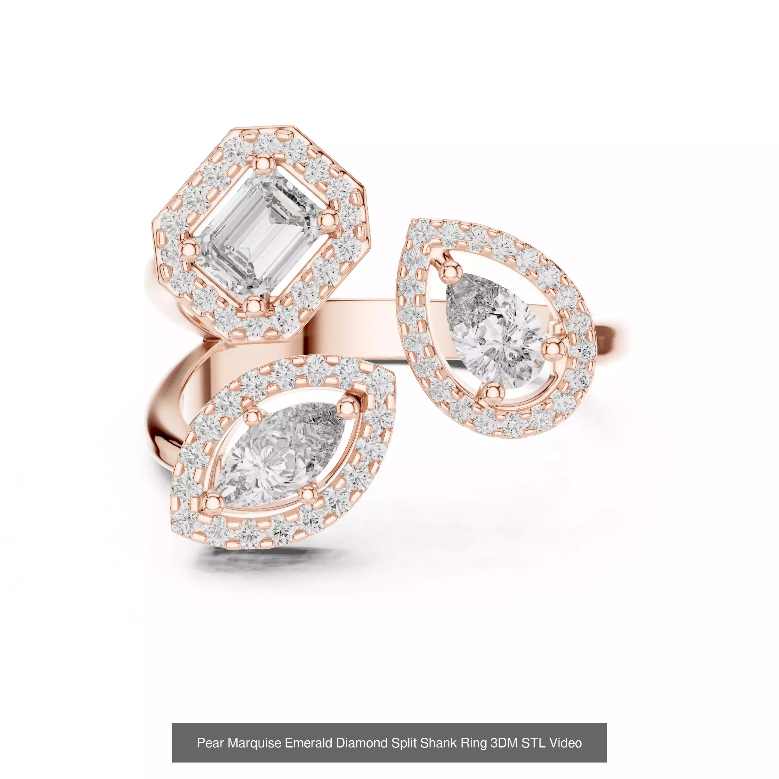 183 Pear Cut Diamond Ring 3DM STL OBJ FBX 3 Color Render Video 3D Model Collection_62