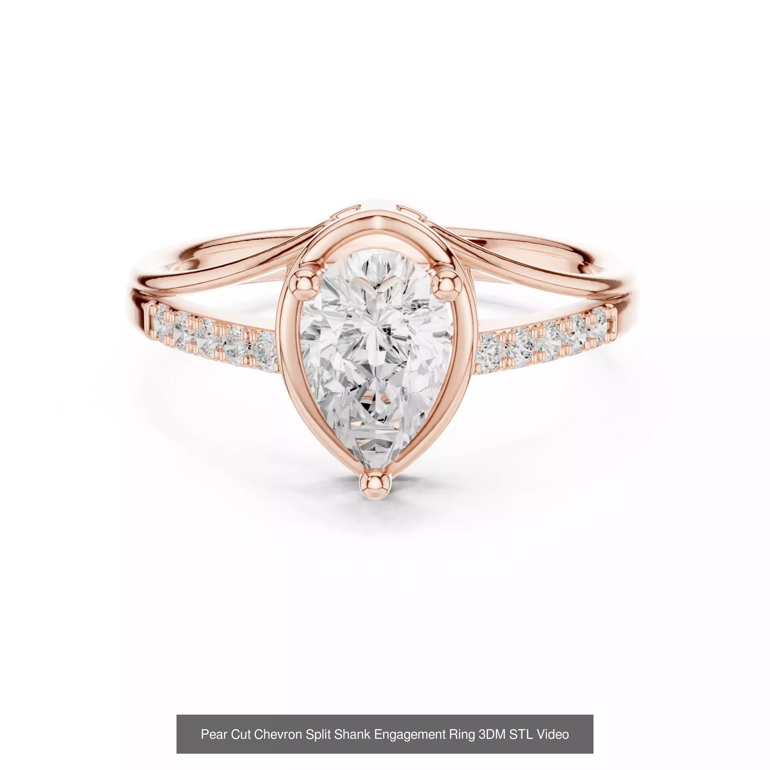 183 Pear Cut Diamond Ring 3DM STL OBJ FBX 3 Color Render Video 3D Model Collection_120