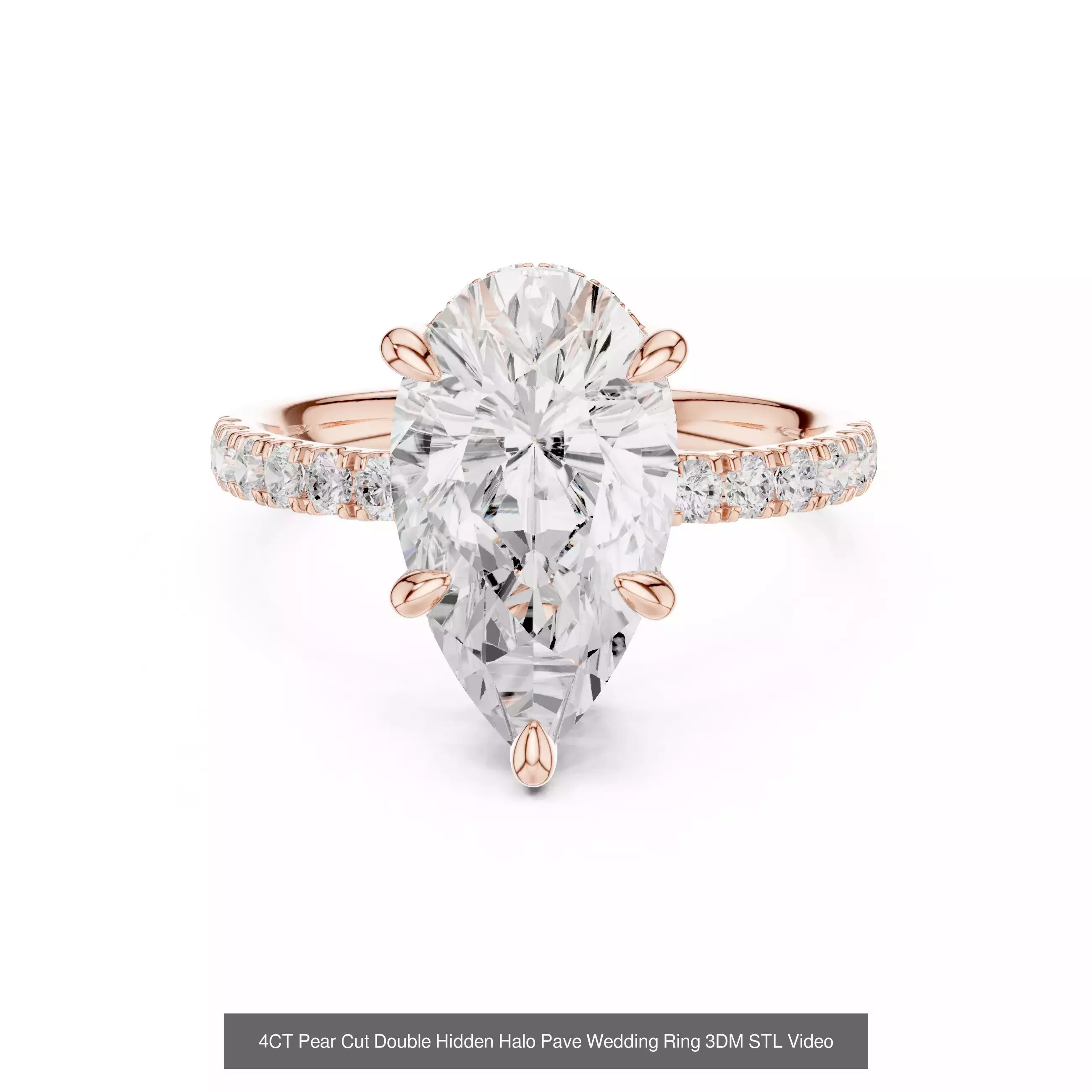 183 Pear Cut Diamond Ring 3DM STL OBJ FBX 3 Color Render Video 3D Model Collection_166