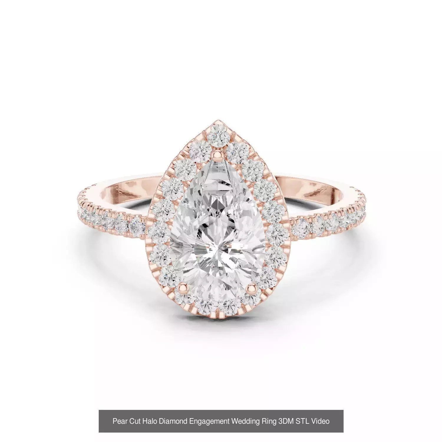 183 Pear Cut Diamond Ring 3DM STL OBJ FBX 3 Color Render Video 3D Model Collection_50