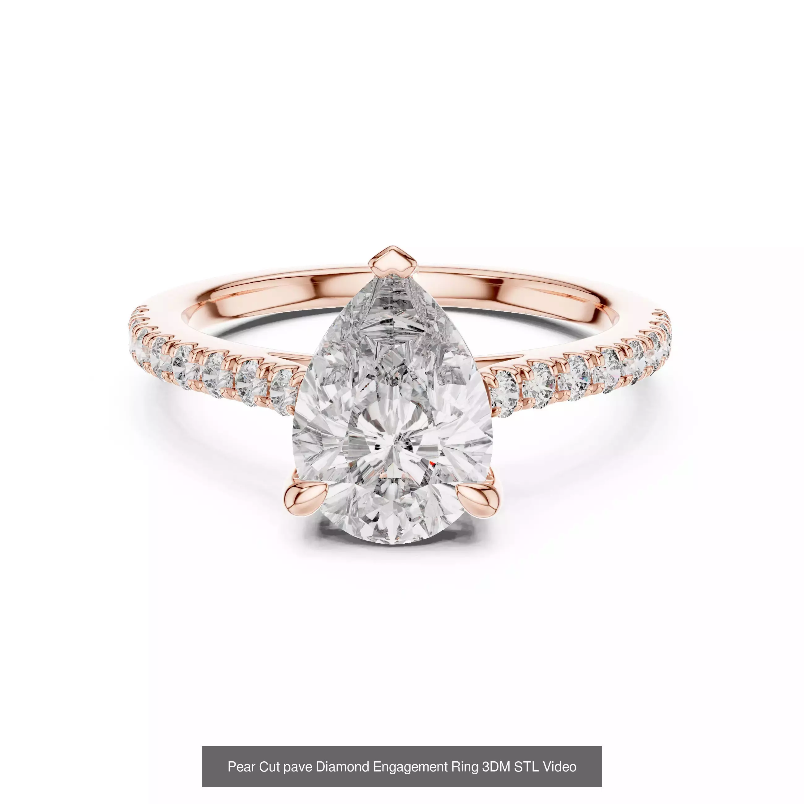 183 Pear Cut Diamond Ring 3DM STL OBJ FBX 3 Color Render Video 3D Model Collection_195