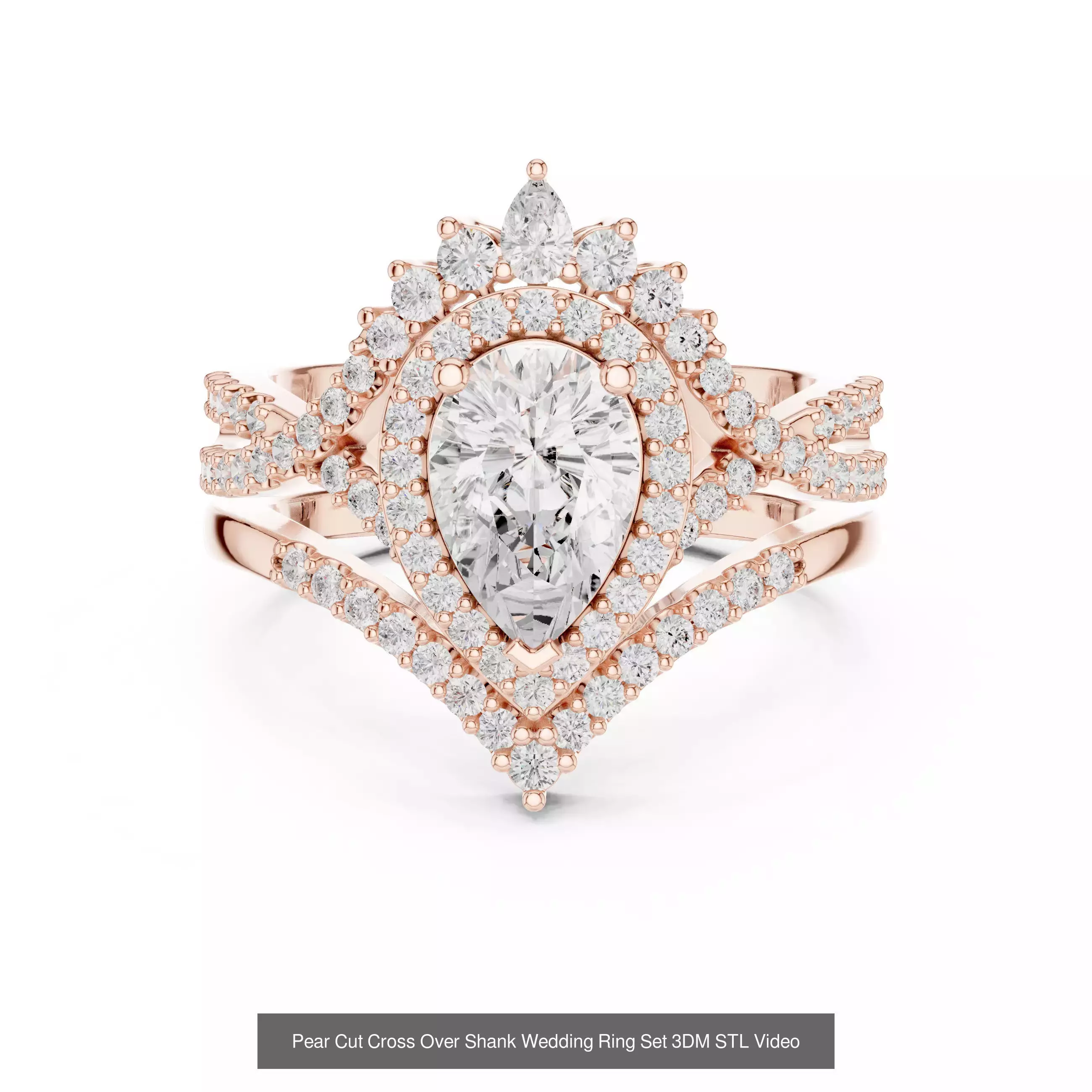 183 Pear Cut Diamond Ring 3DM STL OBJ FBX 3 Color Render Video 3D Model Collection_85