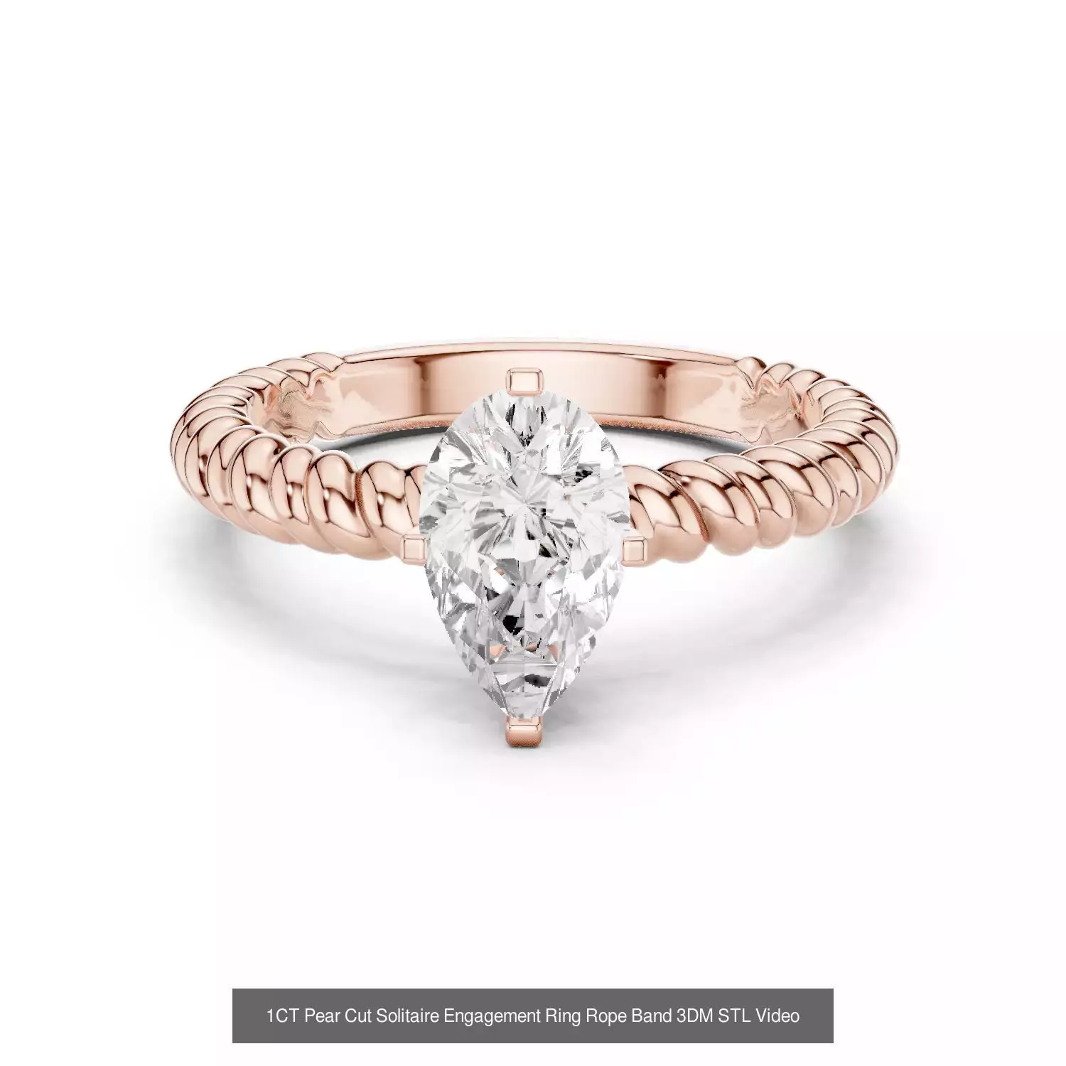 183 Pear Cut Diamond Ring 3DM STL OBJ FBX 3 Color Render Video 3D Model Collection_46