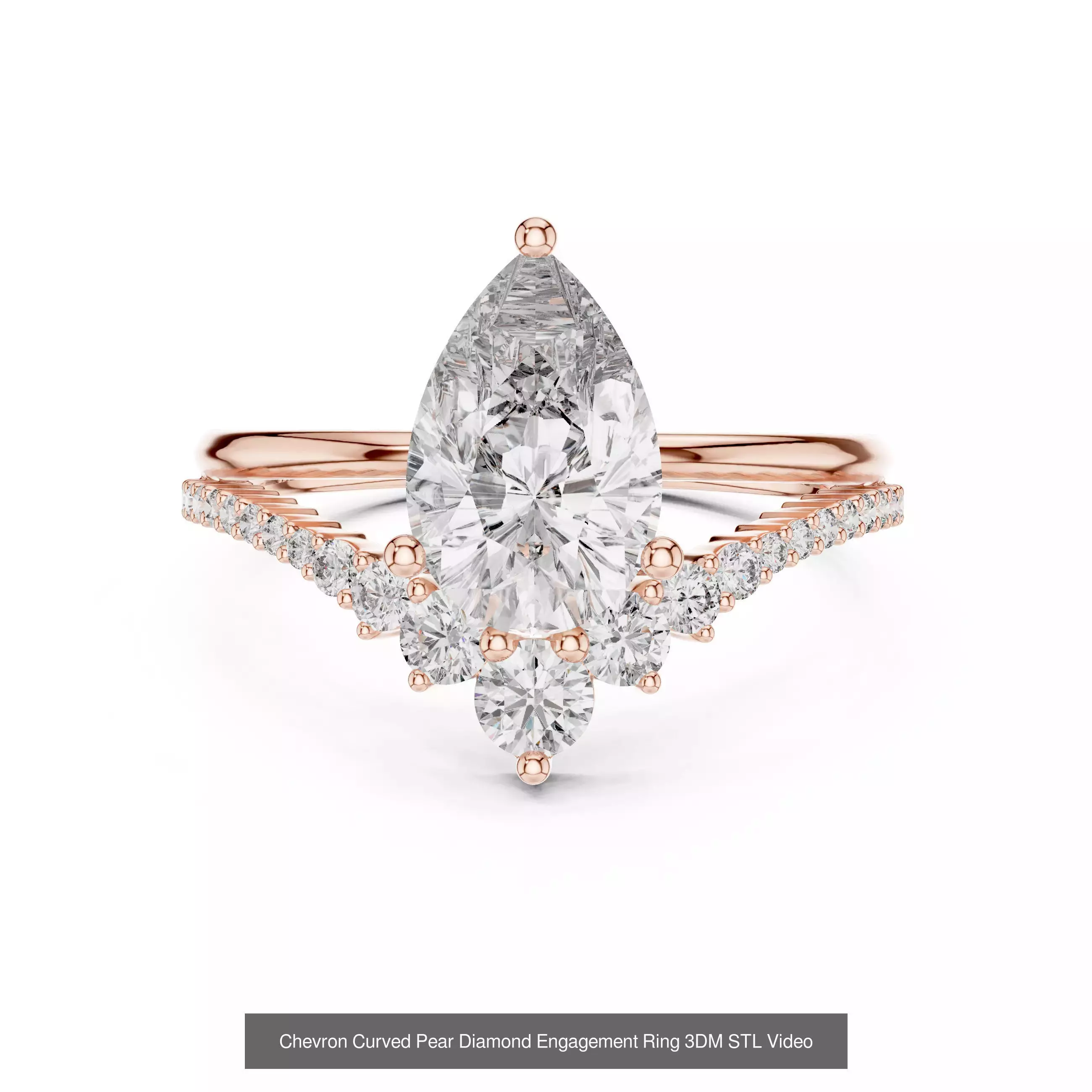 183 Pear Cut Diamond Ring 3DM STL OBJ FBX 3 Color Render Video 3D Model Collection_196