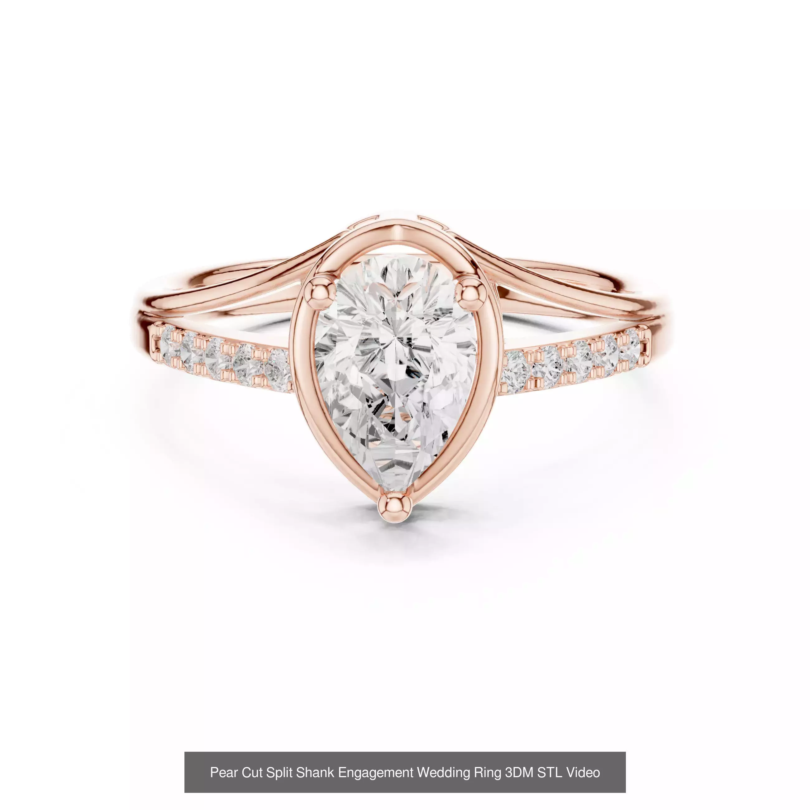 183 Pear Cut Diamond Ring 3DM STL OBJ FBX 3 Color Render Video 3D Model Collection_116